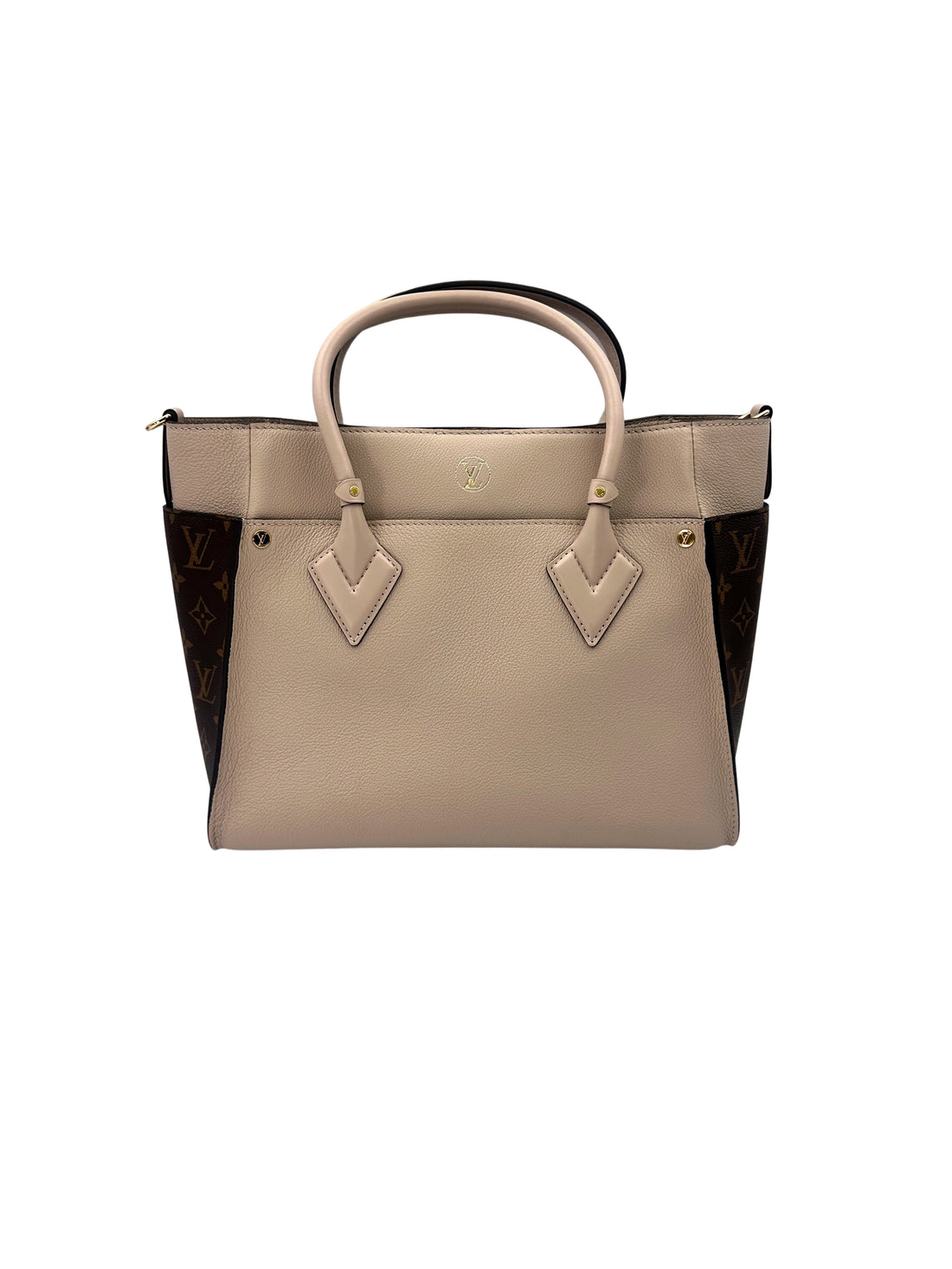 Louis Vuitton On My Side MM Beige Leather Tote Handle Bag LV2330