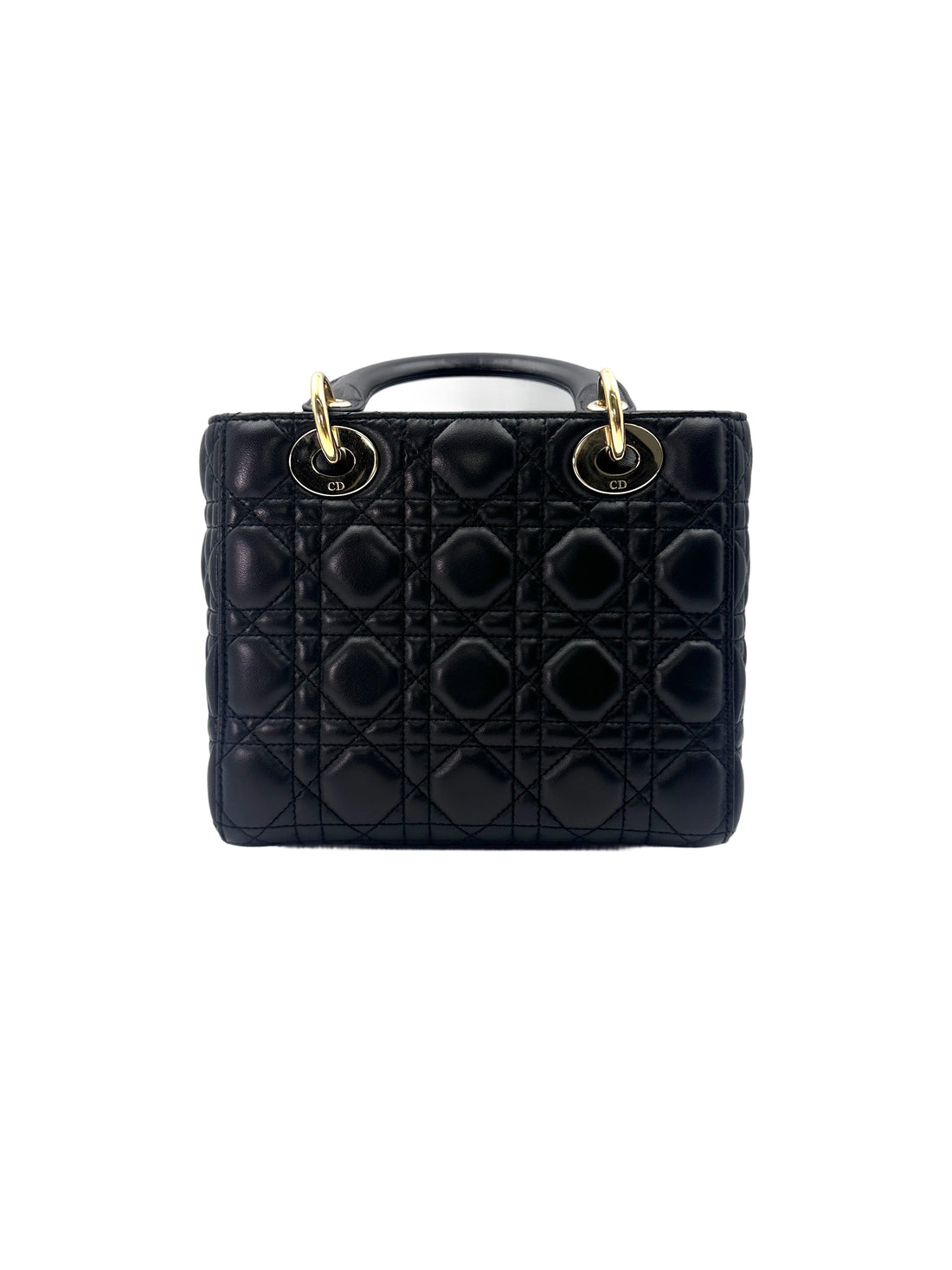 Christian Dior Lady Dior Black Cannage Lambskin Handle Bag With Customizable Shoulder Strap DR626