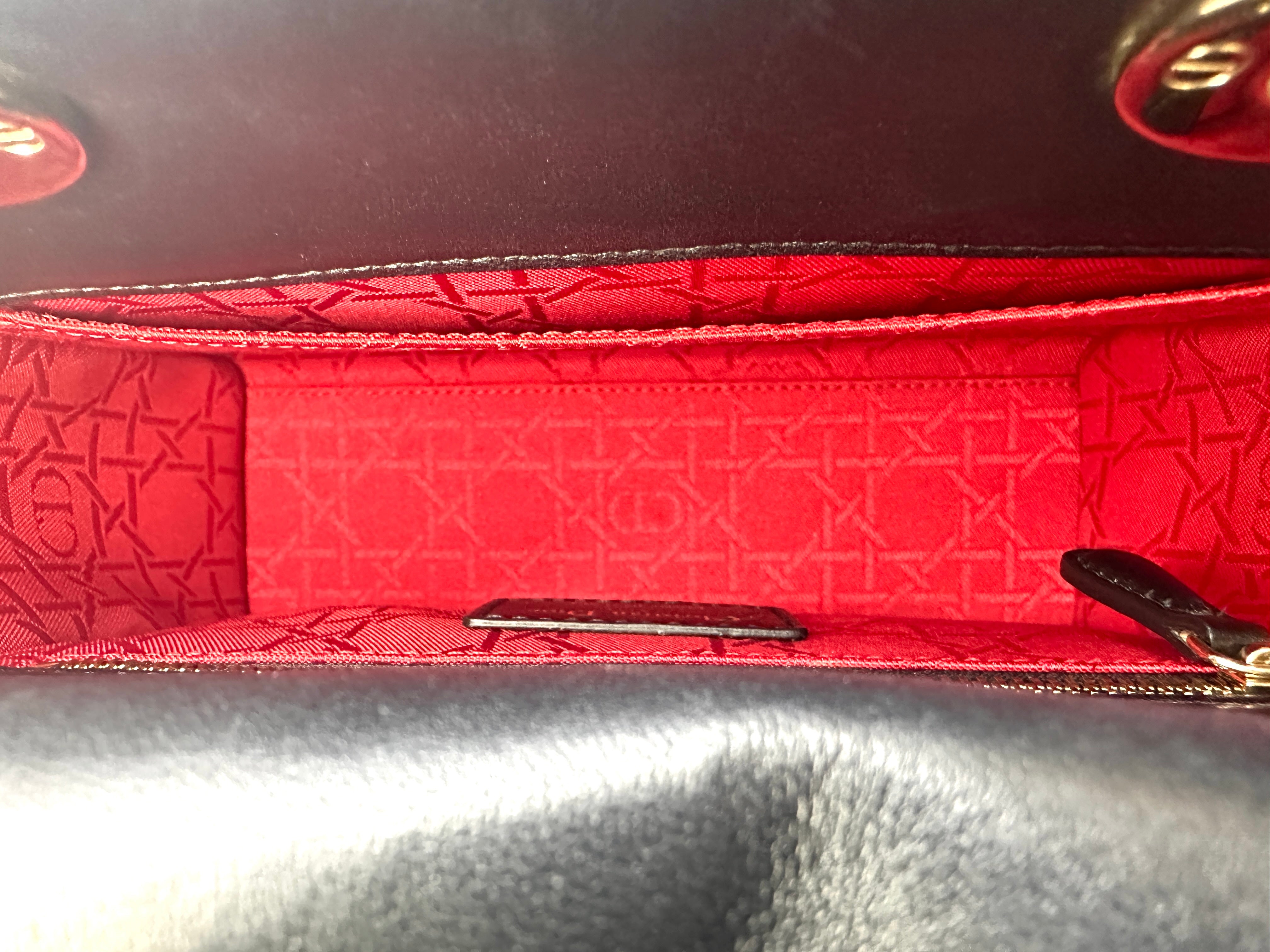 Christian Dior Lady Dior Black Cannage Lambskin Handle Bag With Customizable Shoulder Strap DR626