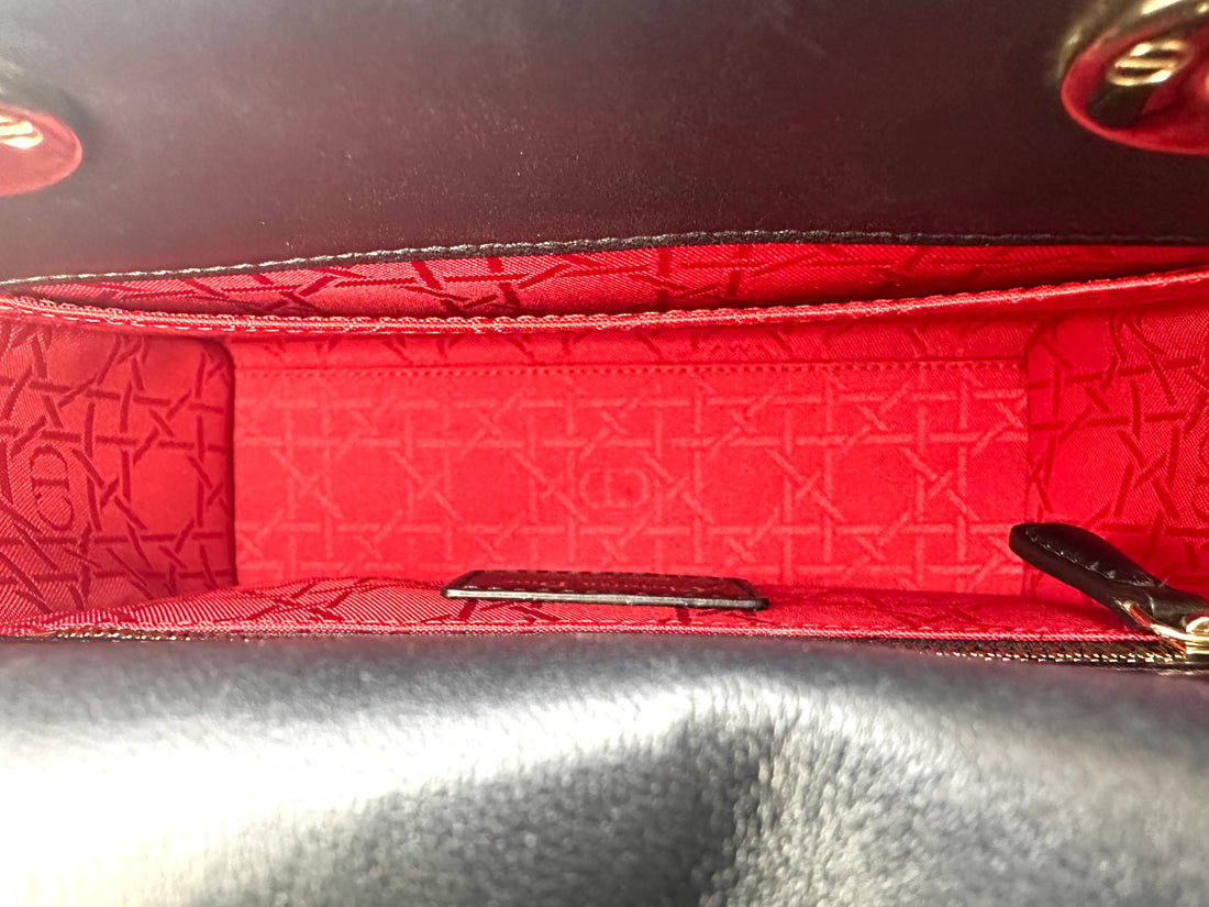 Christian Dior Lady Dior Black Cannage Lambskin Handle Bag With Customizable Shoulder Strap DR626