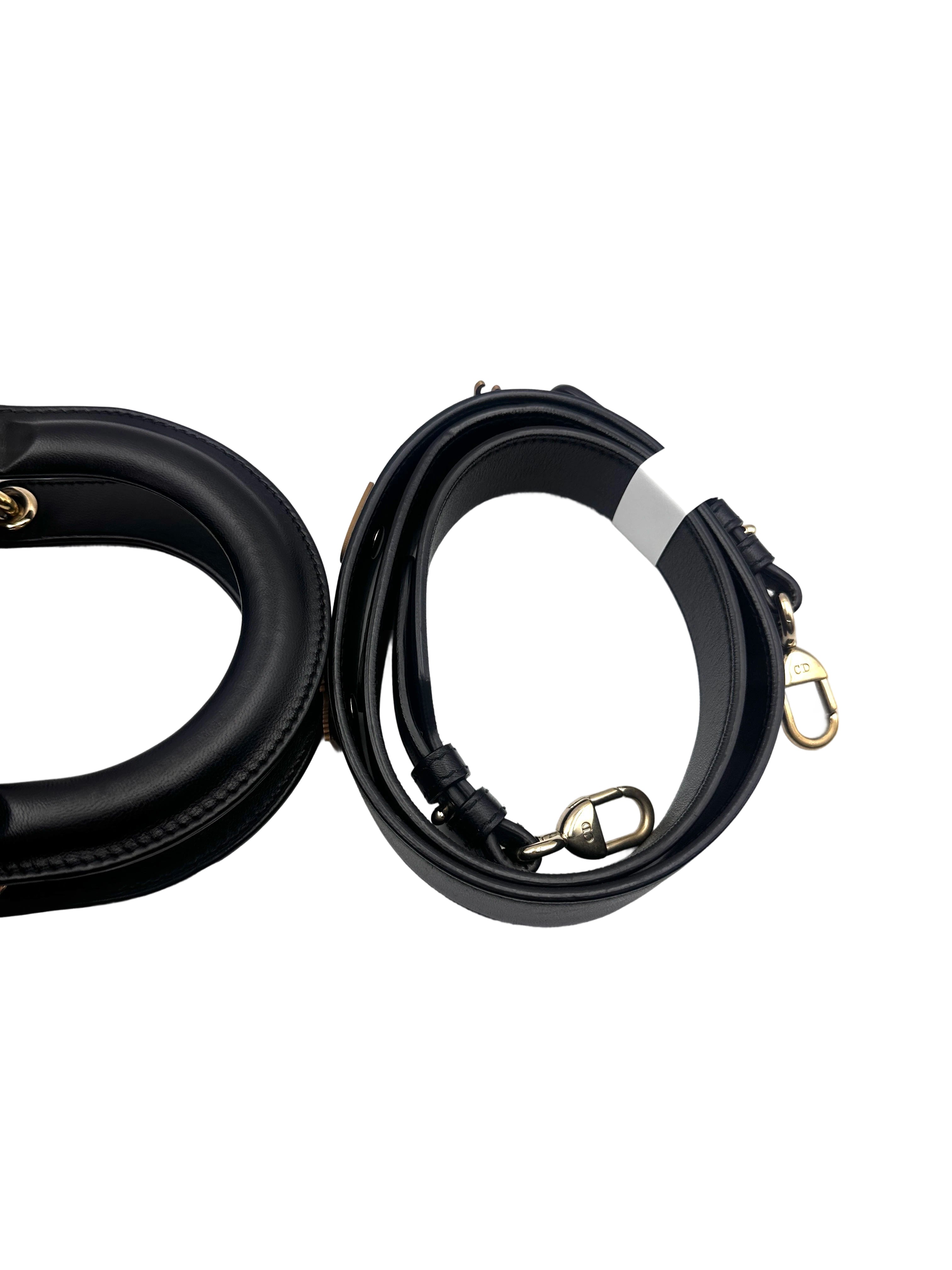 Christian Dior Lady Dior Black Cannage Lambskin Handle Bag With Customizable Shoulder Strap DR626