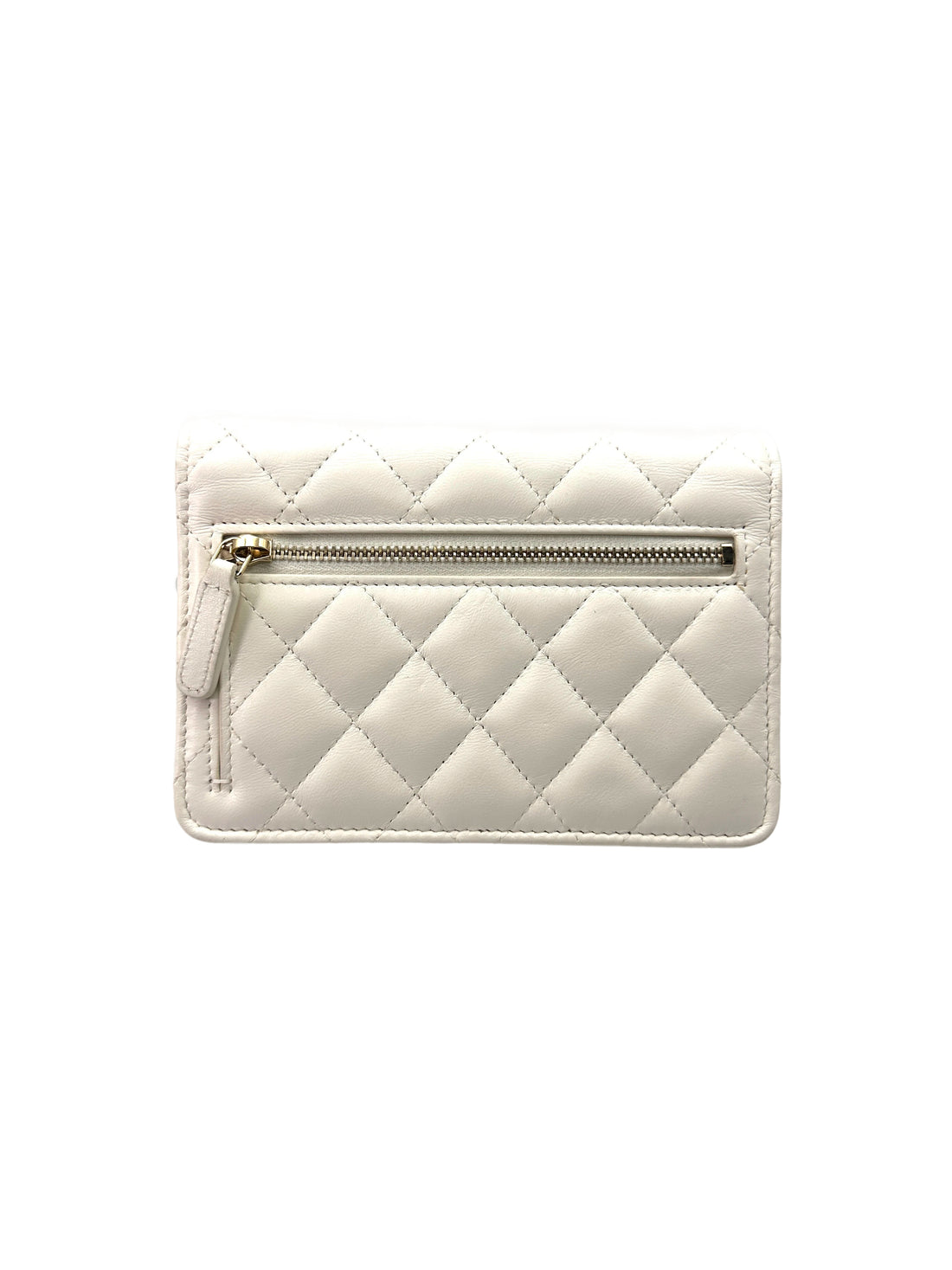 Chanel CoCo Clips White Quilted Leather Wallet On Chain With Gold Hardware(31***94) CC1642