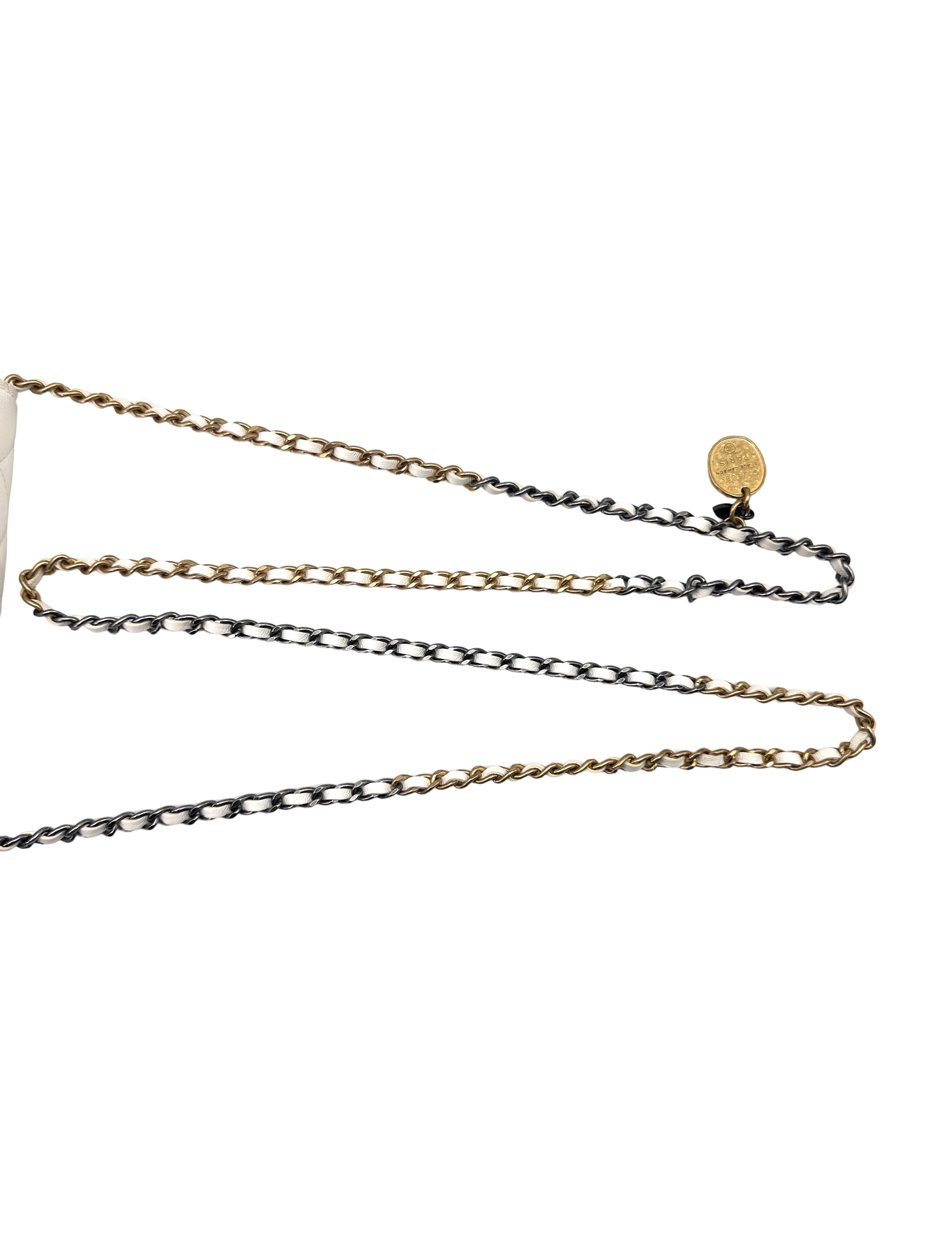 Chanel CoCo Clips White Quilted Leather Wallet On Chain With Gold Hardware(31***94) CC1642