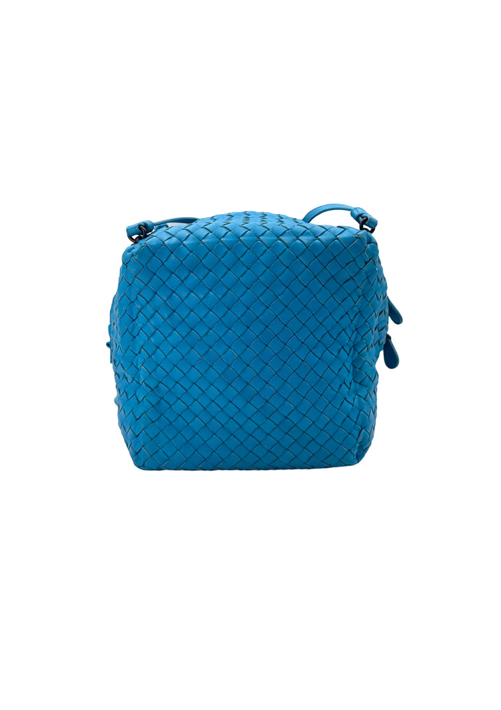 Bottega Veneta Nodini Blue Intrecciato Nappa Leather Shoulder Bag BV122