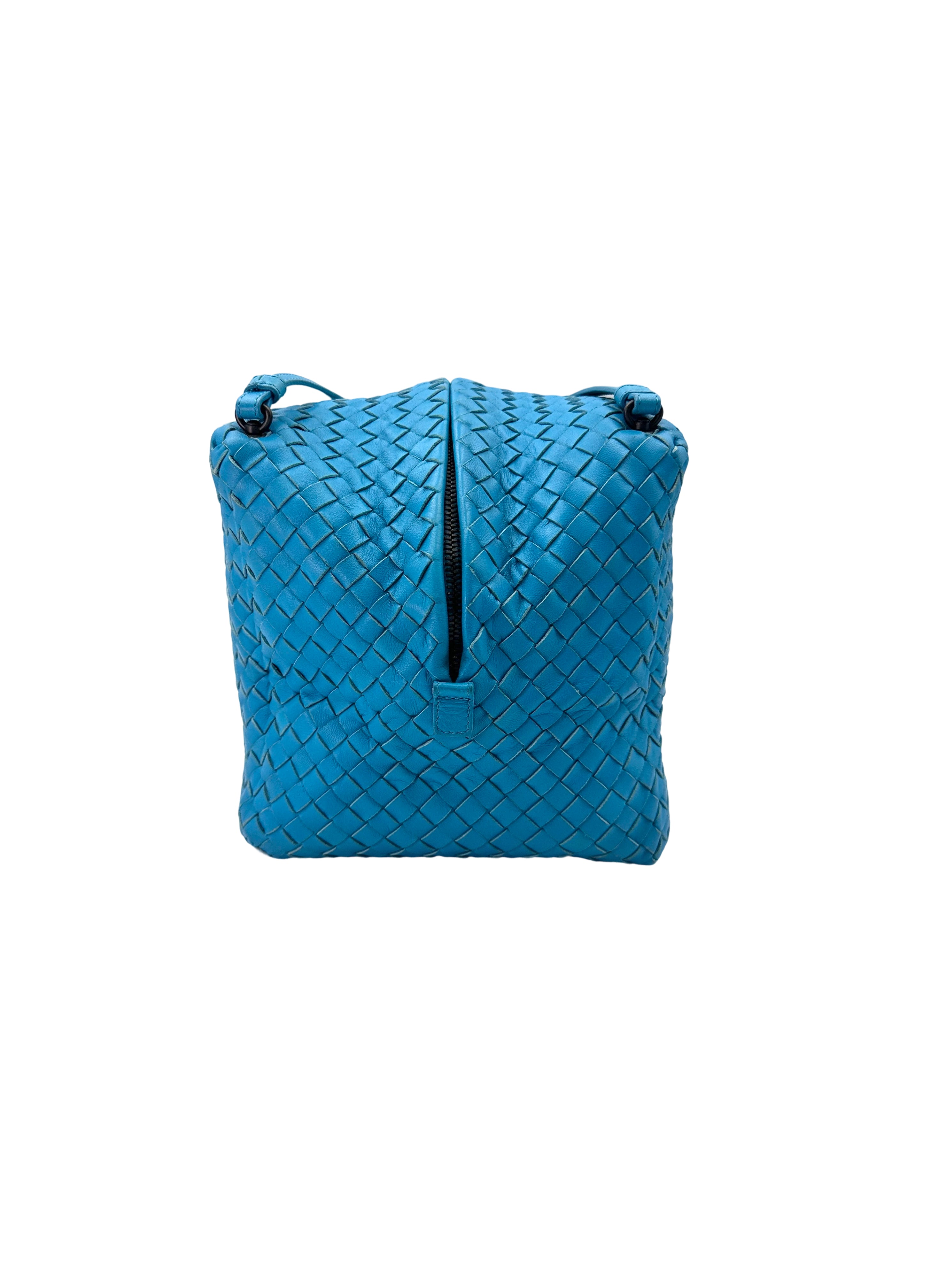 Bottega Veneta Nodini Blue Intrecciato Nappa Leather Shoulder Bag BV122