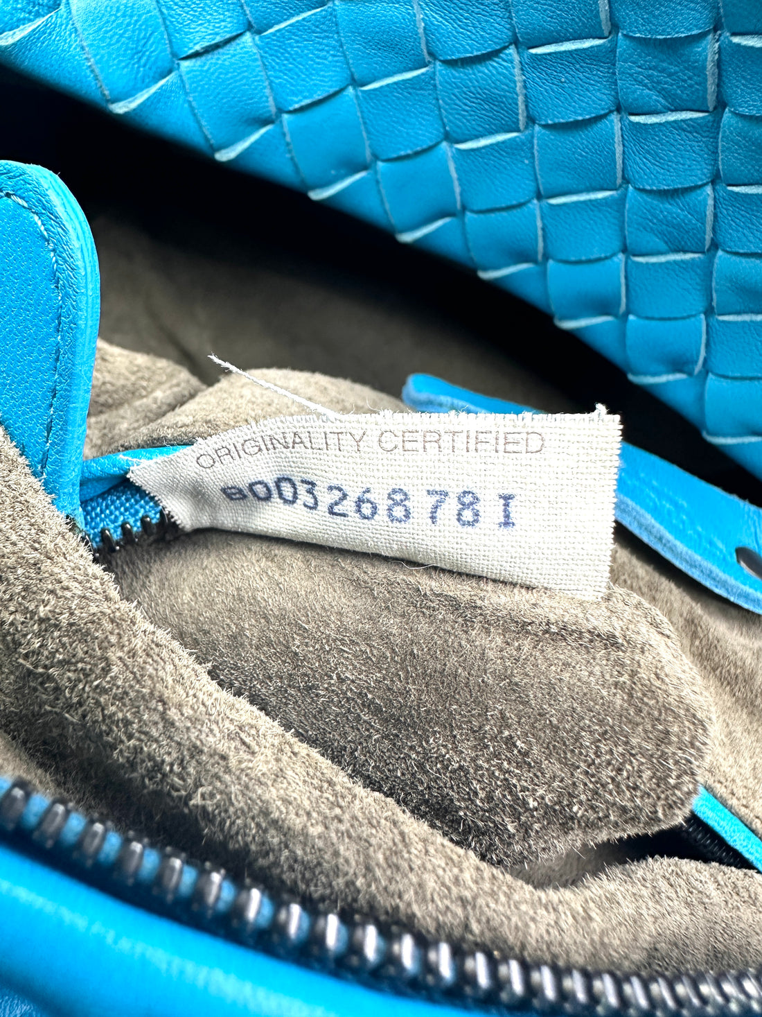 Bottega Veneta Nodini Blue Intrecciato Nappa Leather Shoulder Bag BV122