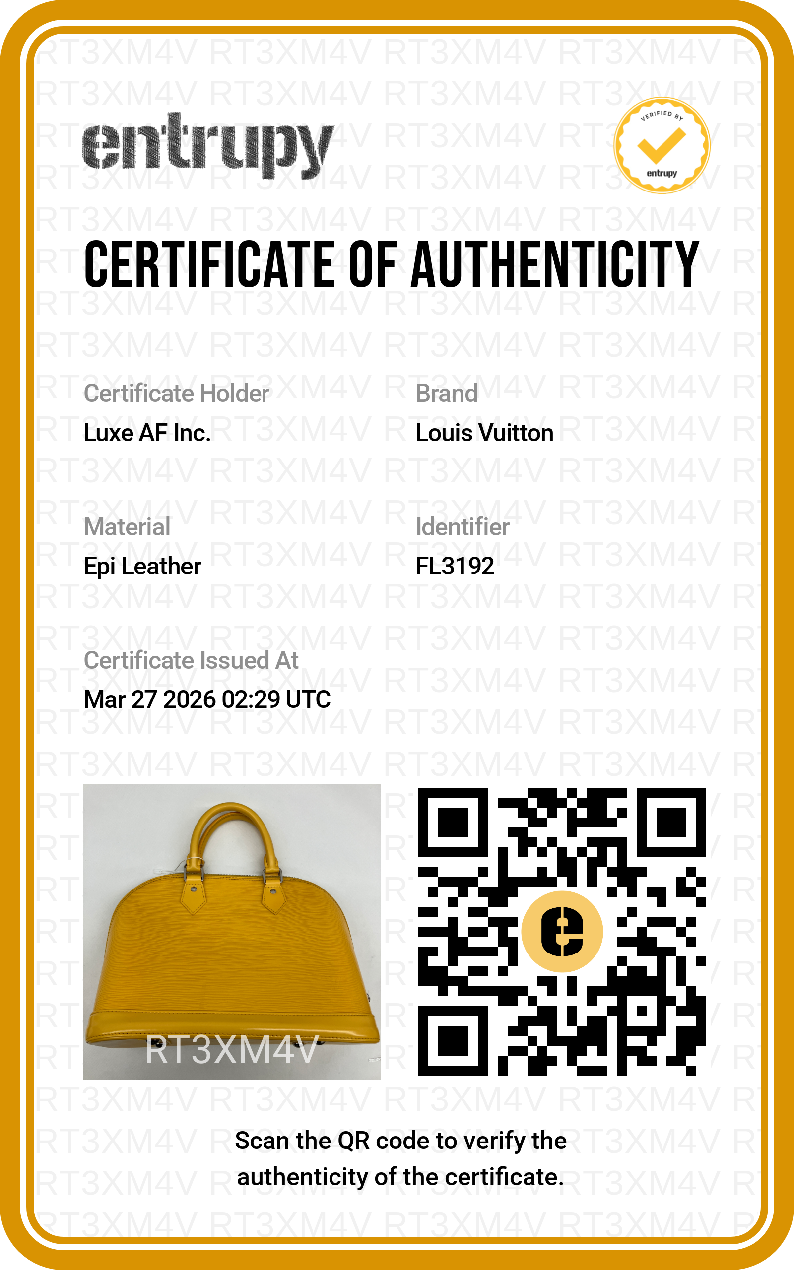 Louis Vuitton Alma PM Yellow Epi Leather Handle Bag LV2326