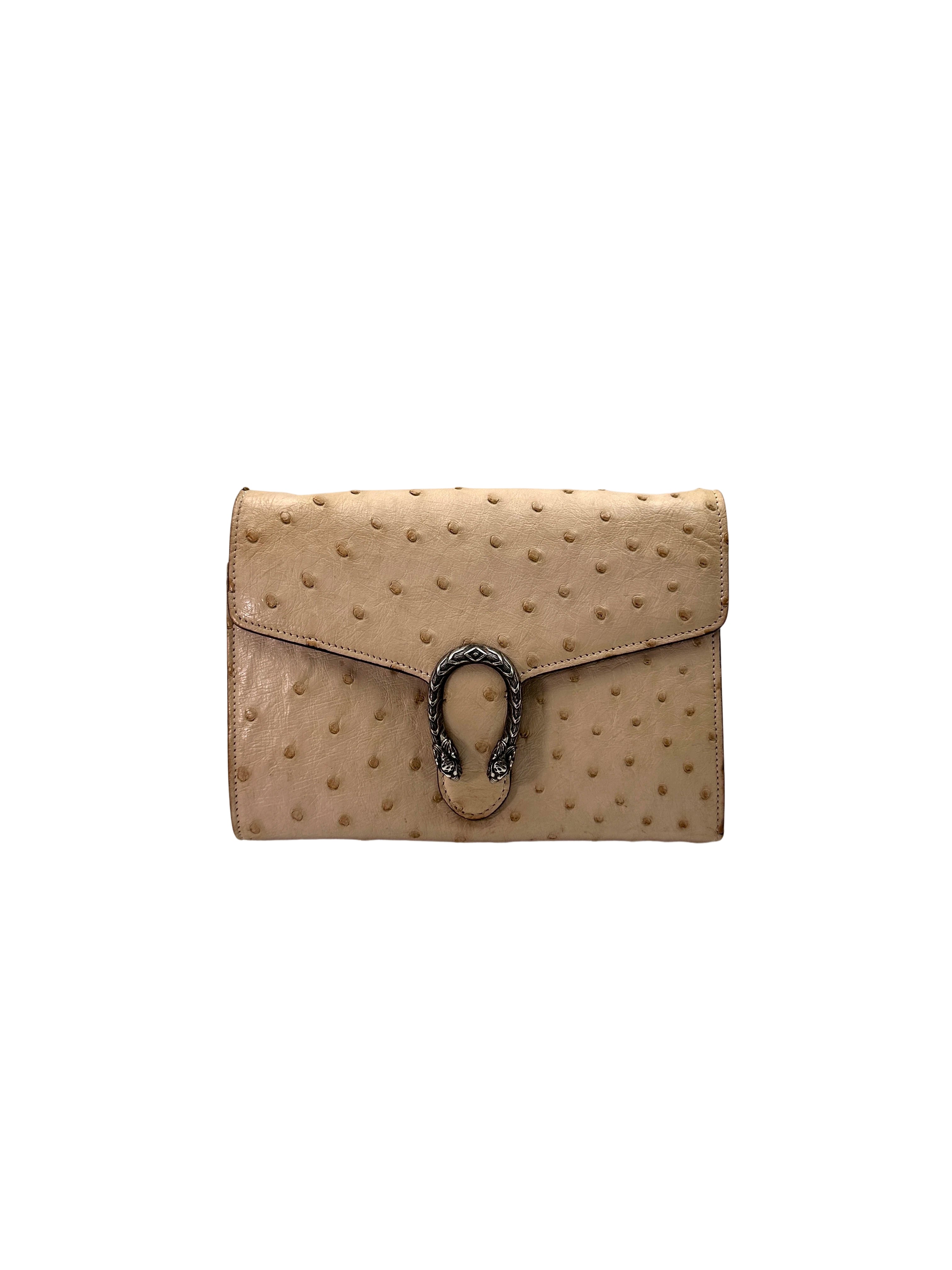 Gucci Dionysus Beige Ostrich Chain Shoulder Bag GG816