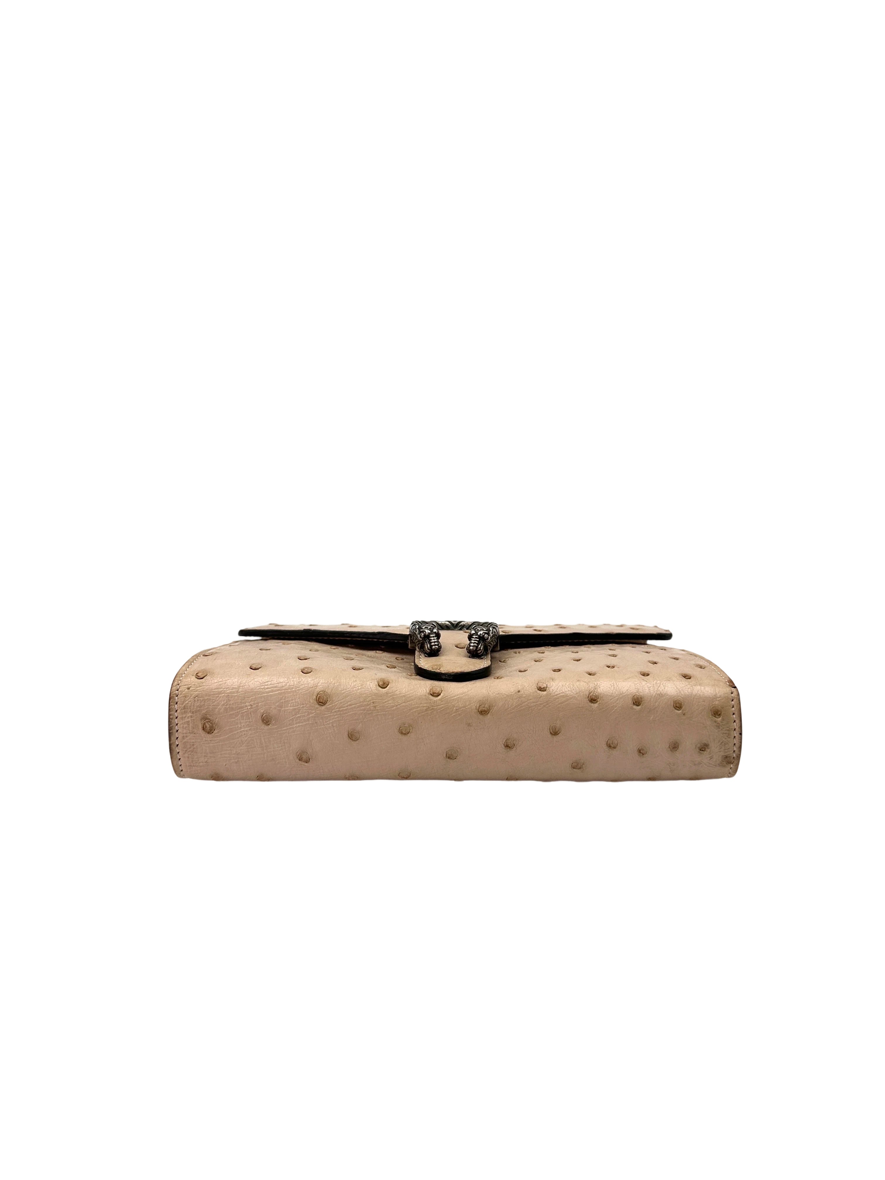 Gucci Dionysus Beige Ostrich Chain Shoulder Bag GG816