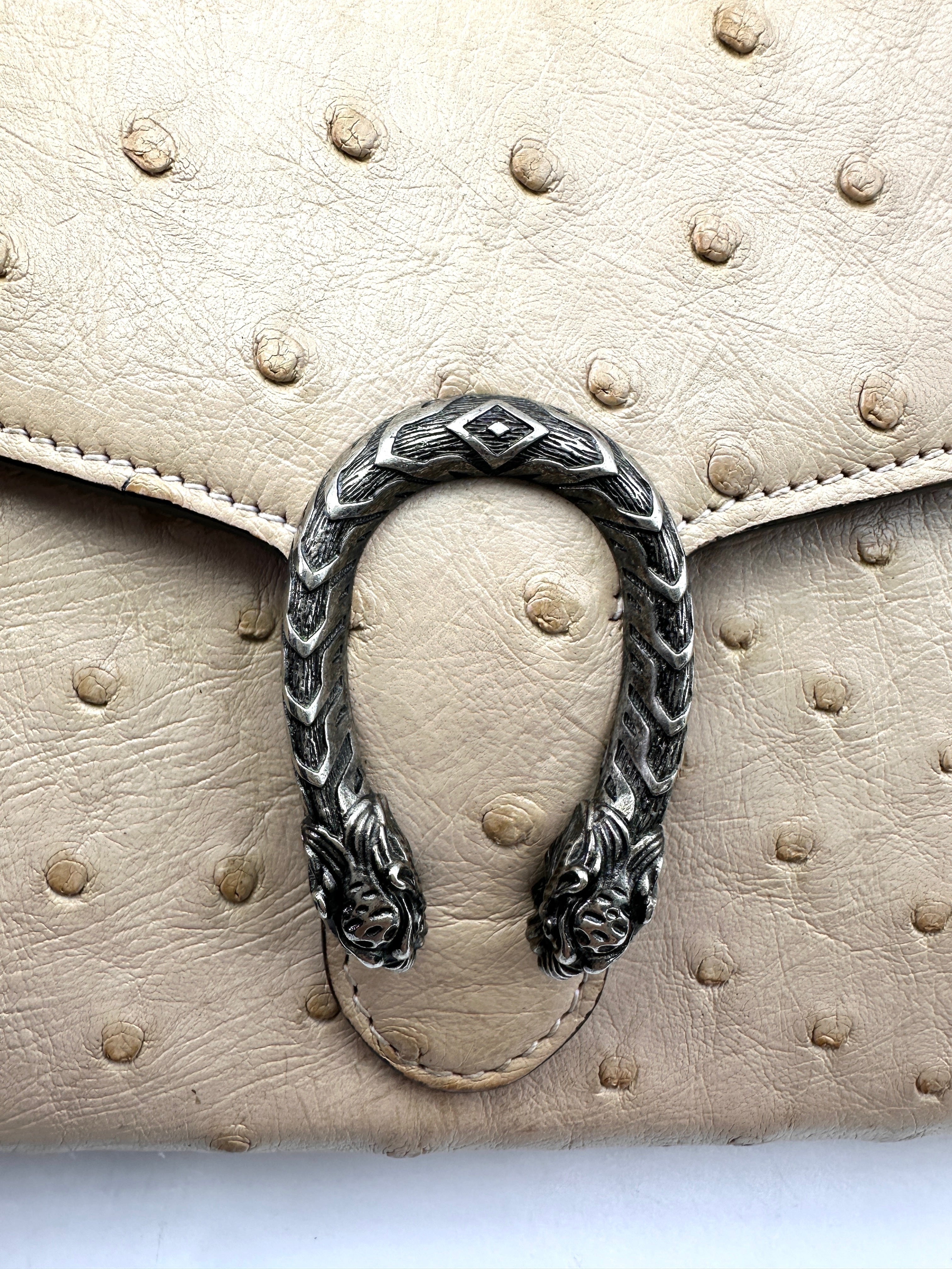 Gucci Dionysus Beige Ostrich Chain Shoulder Bag GG816