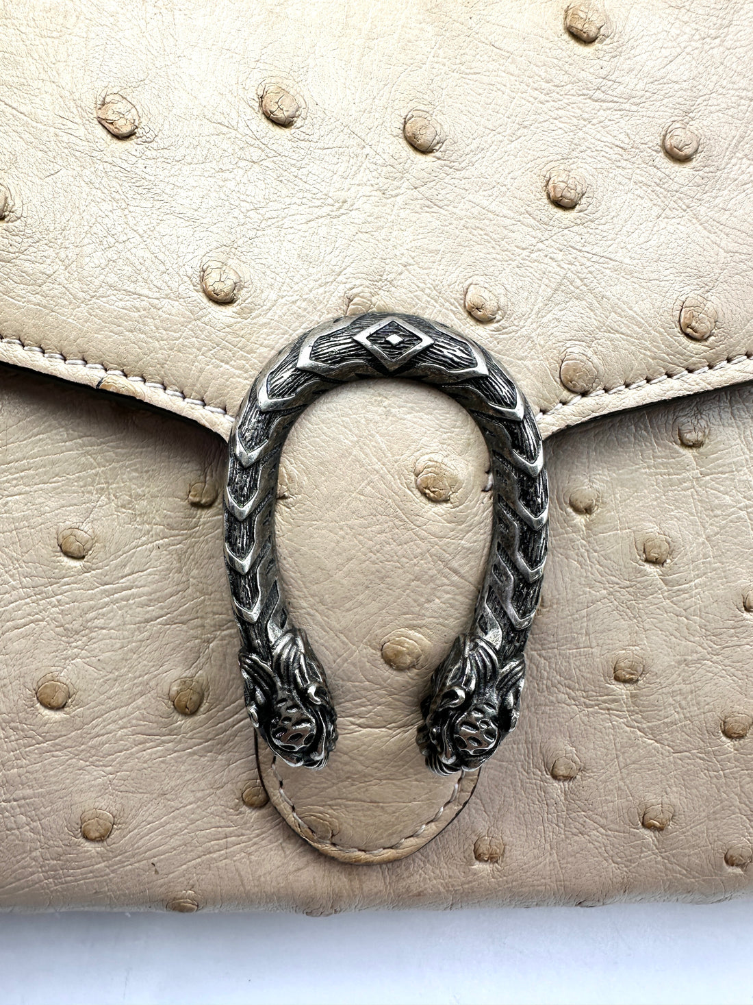 Gucci Dionysus Beige Ostrich Chain Shoulder Bag GG816