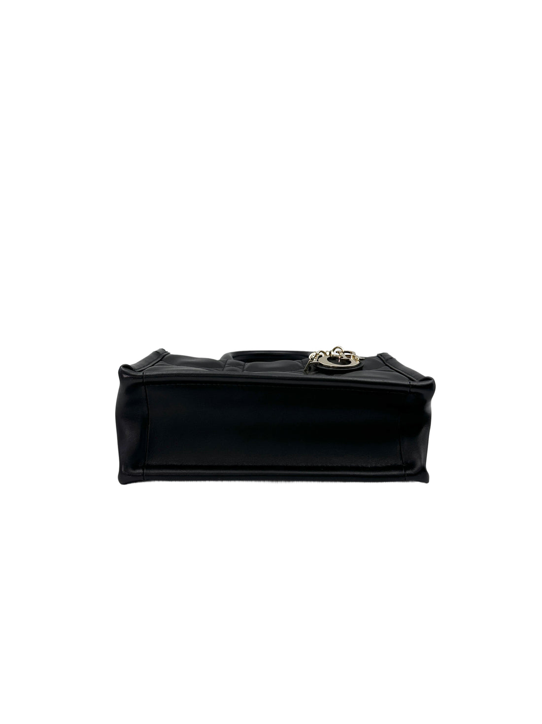 Christian Dior Book Tote Black Cannage Leather Handle Bag With Gold Charms DR627