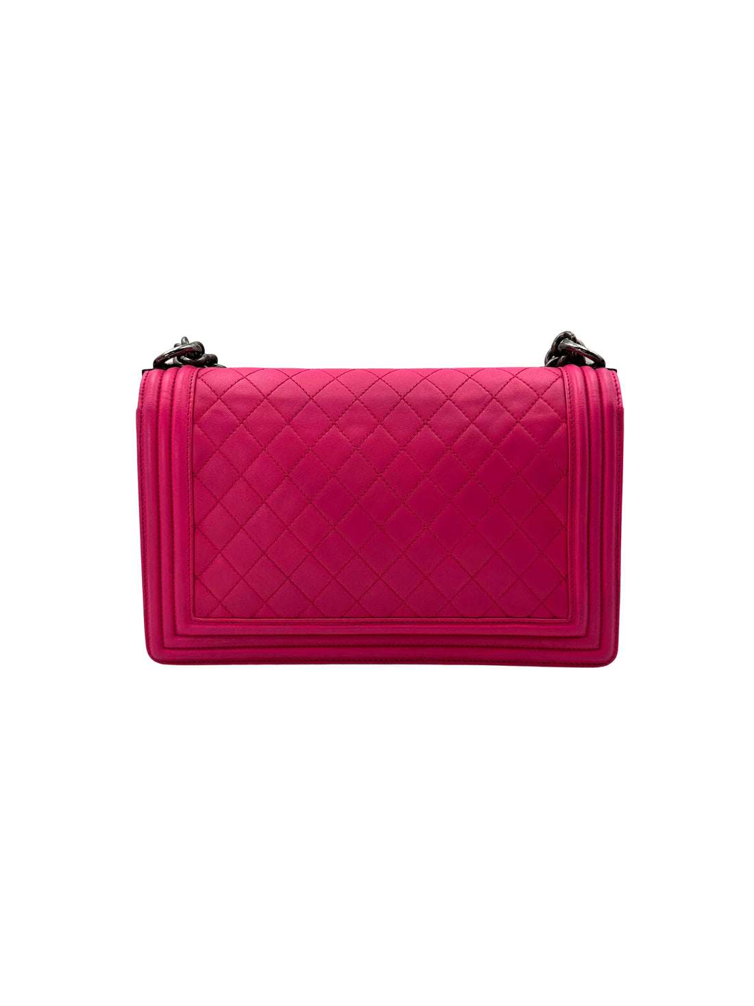 Chanel LeBoy Rose Red Quilted Leather Large Size Flap Bag With Aged Silver Buckle(19***11) CC1643