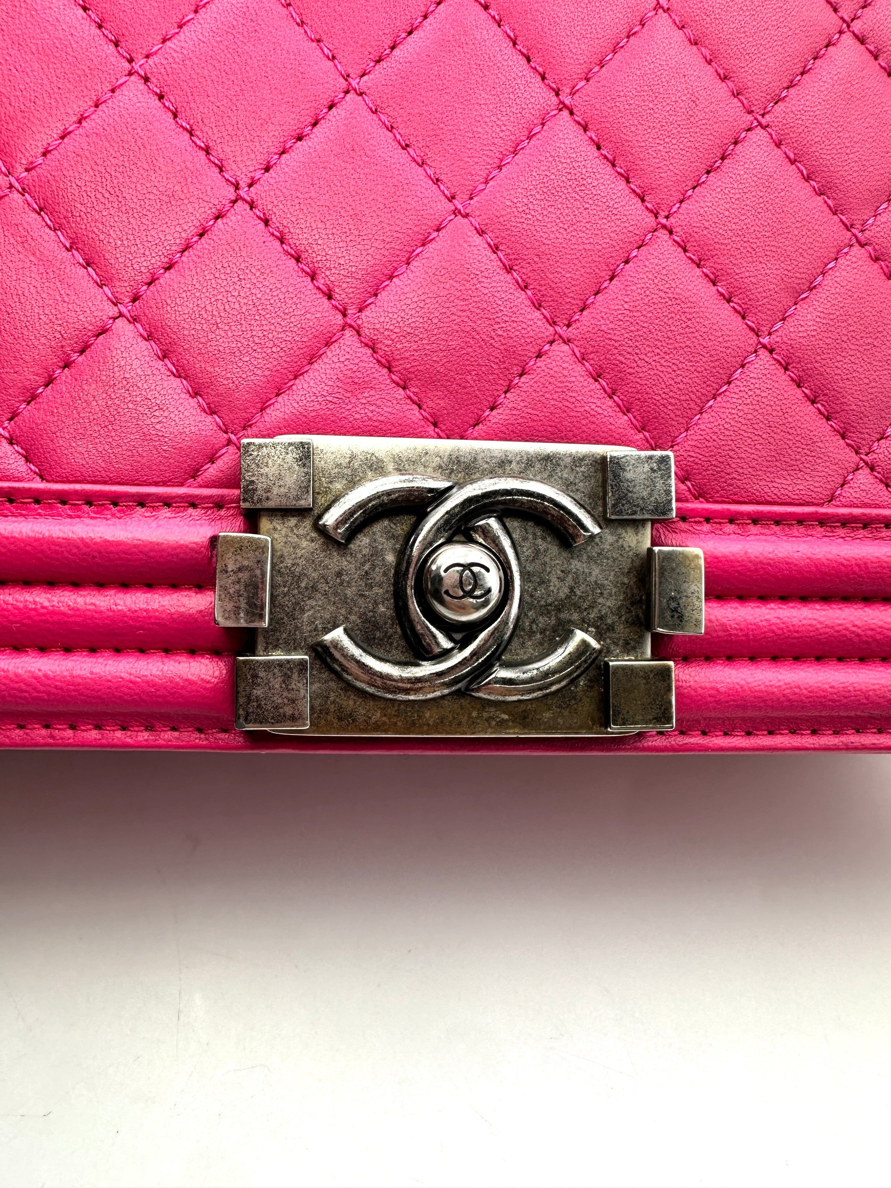 Chanel LeBoy Rose Red Quilted Leather Large Size Flap Bag With Aged Silver Buckle(19***11) CC1643