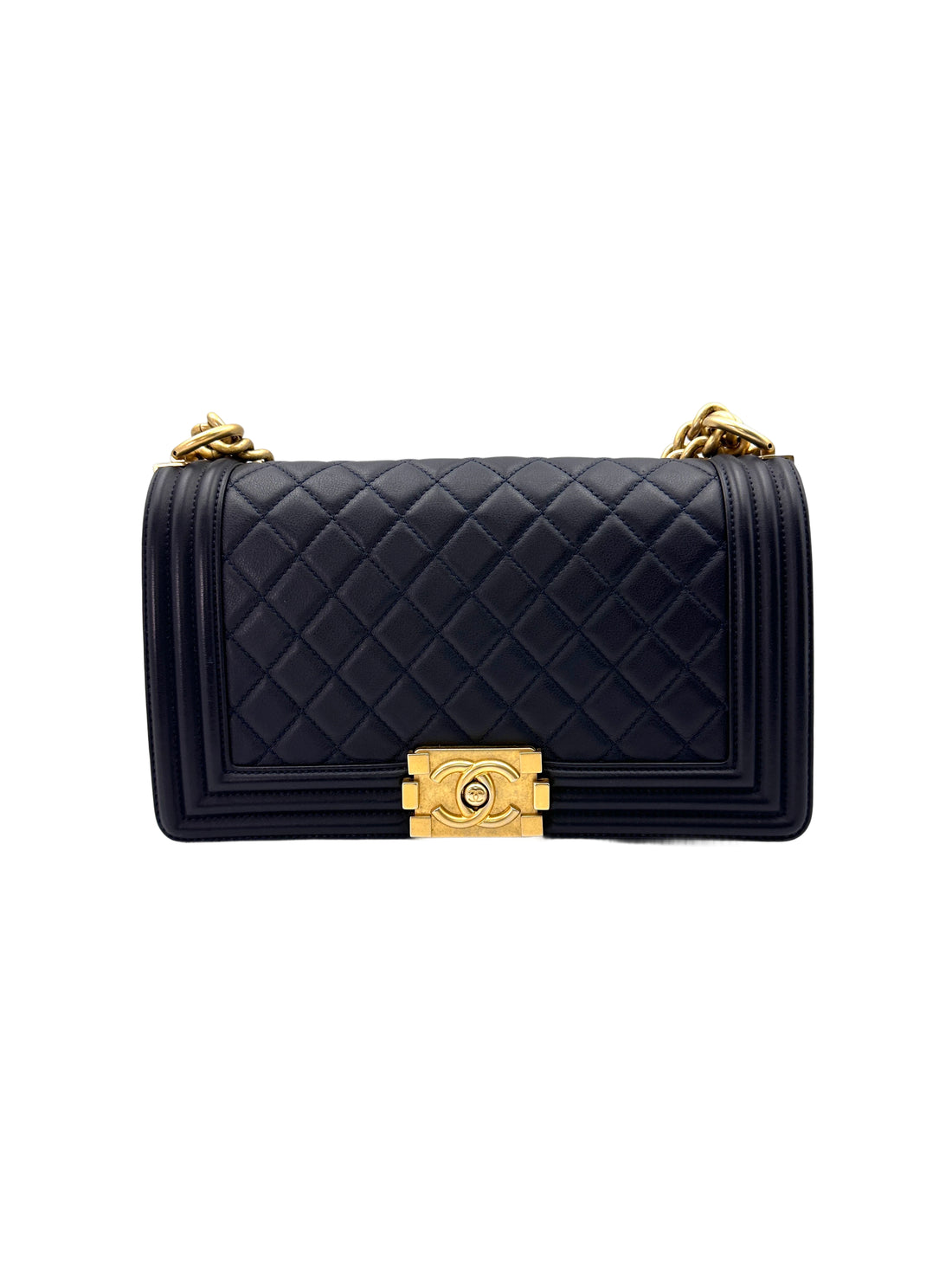 Chanel LeBoy Black Quilted Leather Flap Bag With Gold Buckle(26***42) IRIS097