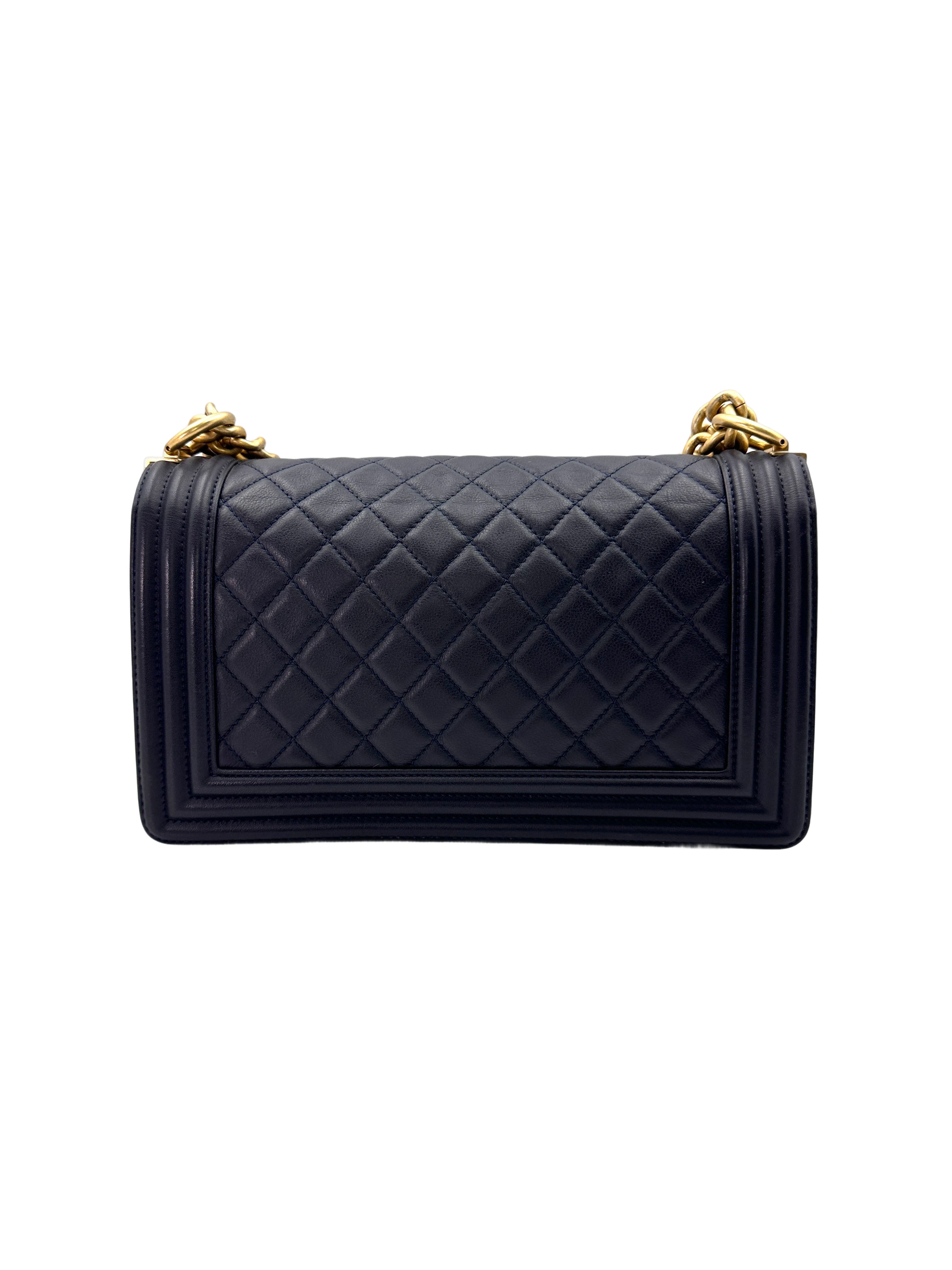 Chanel LeBoy Black Quilted Leather Flap Bag With Gold Buckle(26***42) IRIS097