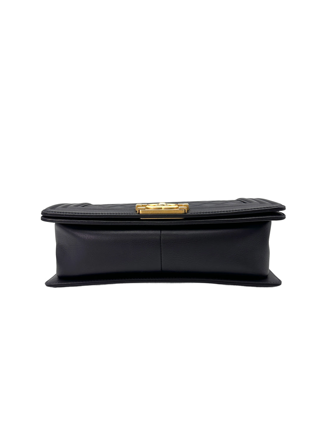Chanel LeBoy Black Quilted Leather Flap Bag With Gold Buckle(26***42) IRIS097