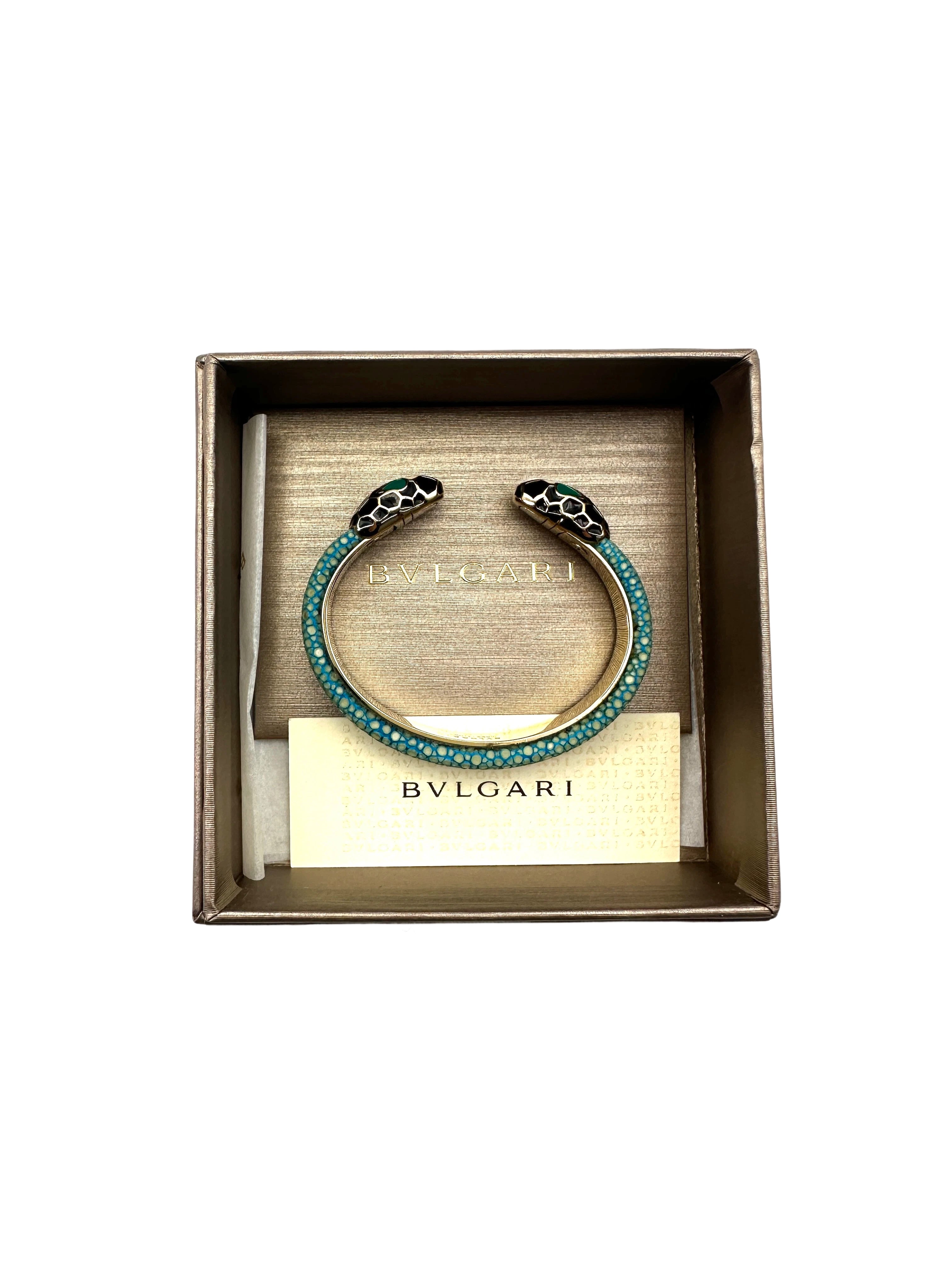 Bvlgari Serpenti Forever Green Double Snakehead Bracelet IRIS116