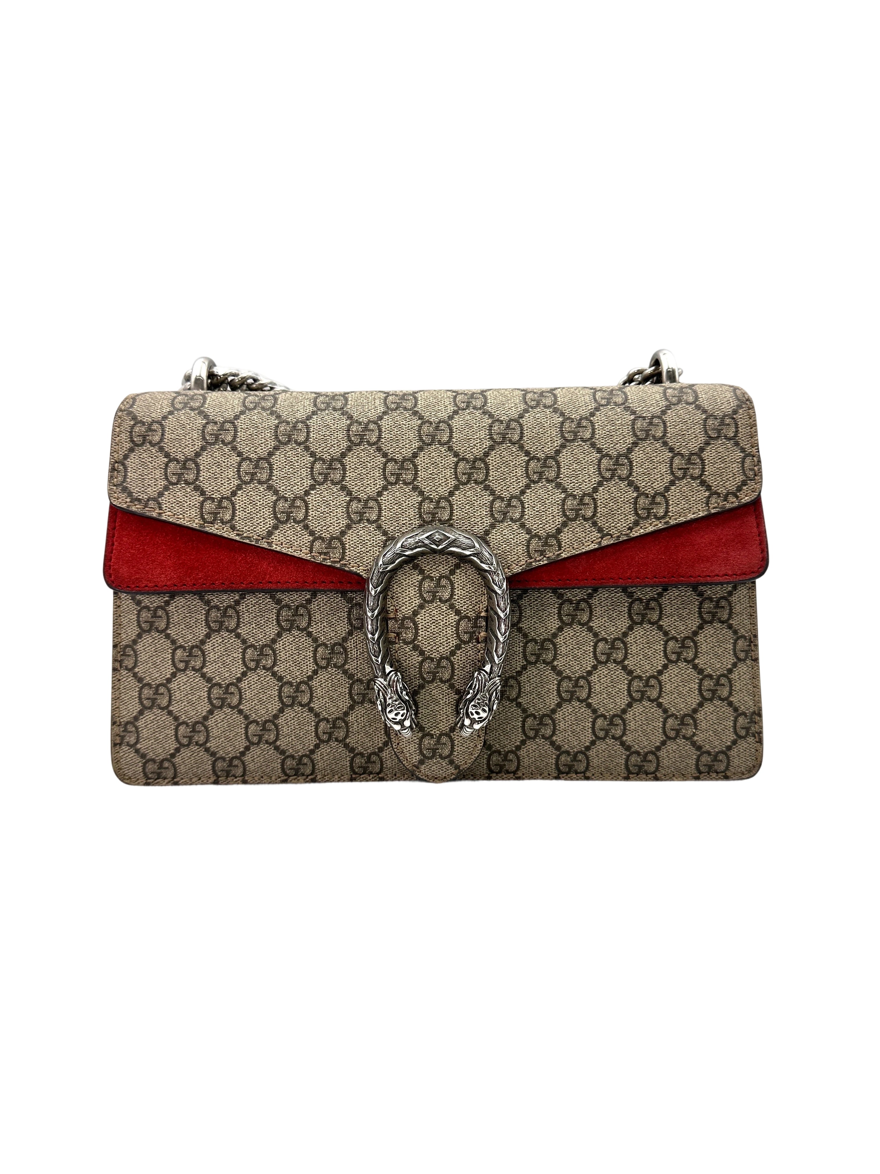Gucci Dionysus GG Supreme Canvas Shoulder Bag With Red Trim GG818