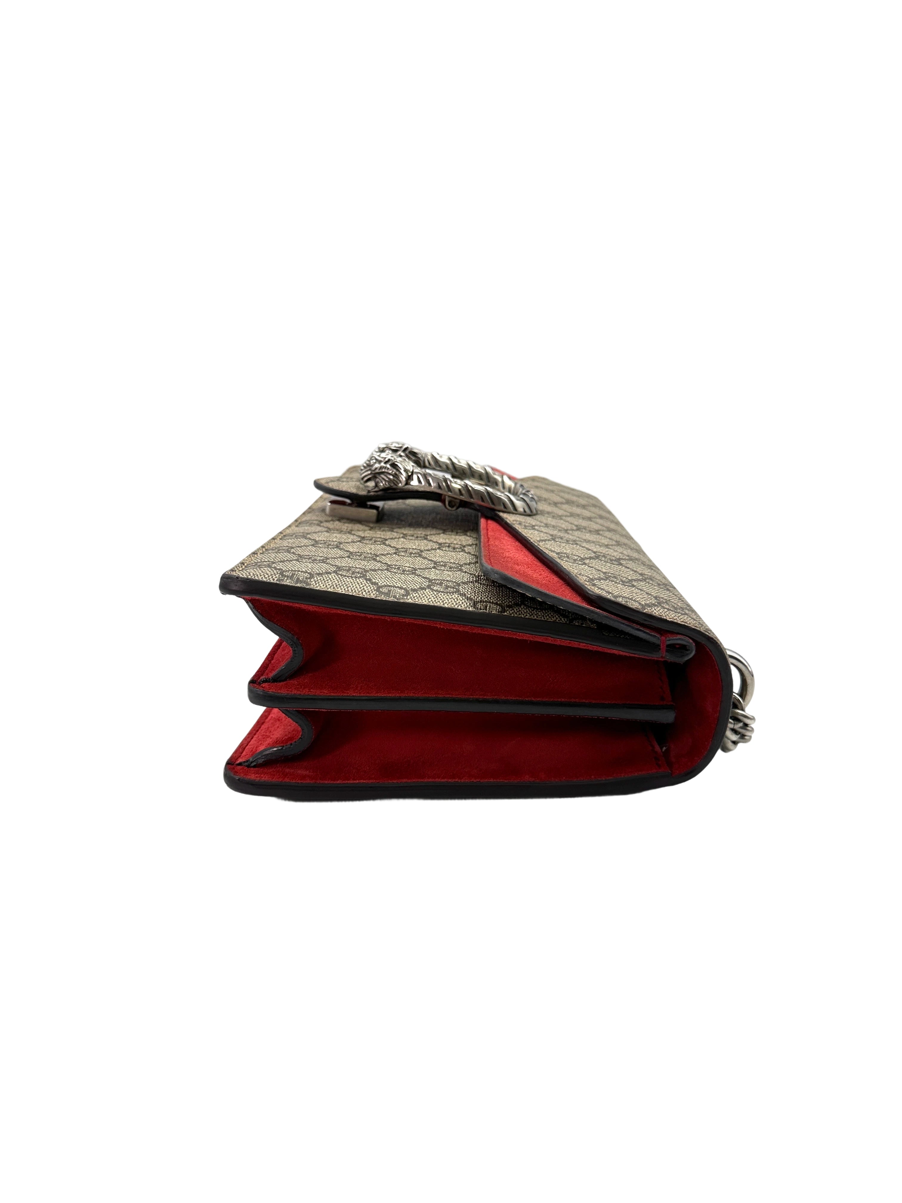 Gucci Dionysus GG Supreme Canvas Shoulder Bag With Red Trim GG818