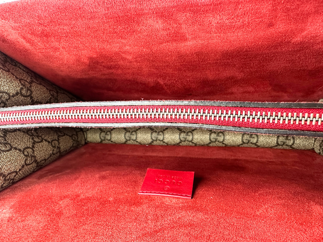 Gucci Dionysus GG Supreme Canvas Shoulder Bag With Red Trim GG818