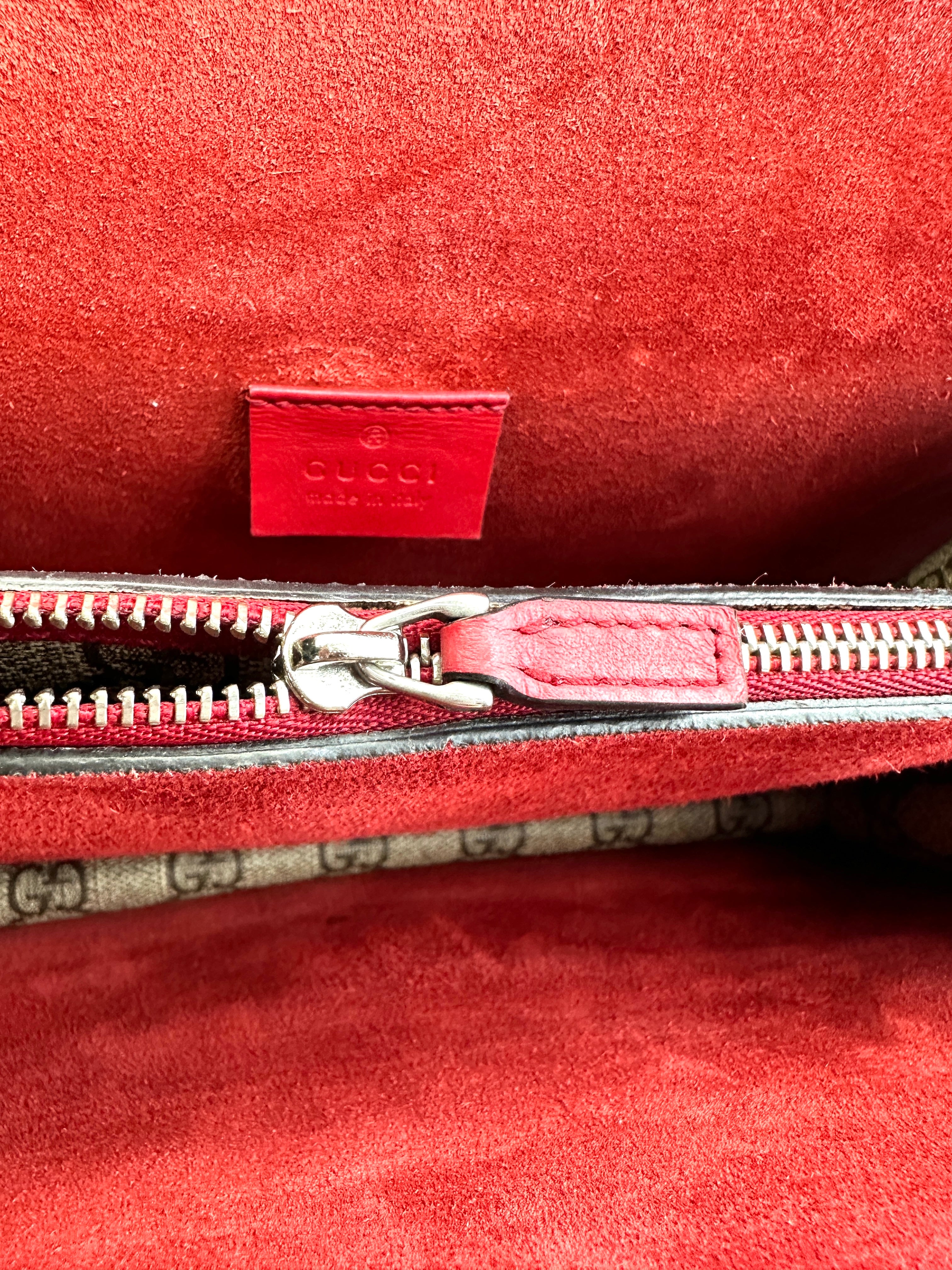 Gucci Dionysus GG Supreme Canvas Shoulder Bag With Red Trim GG818