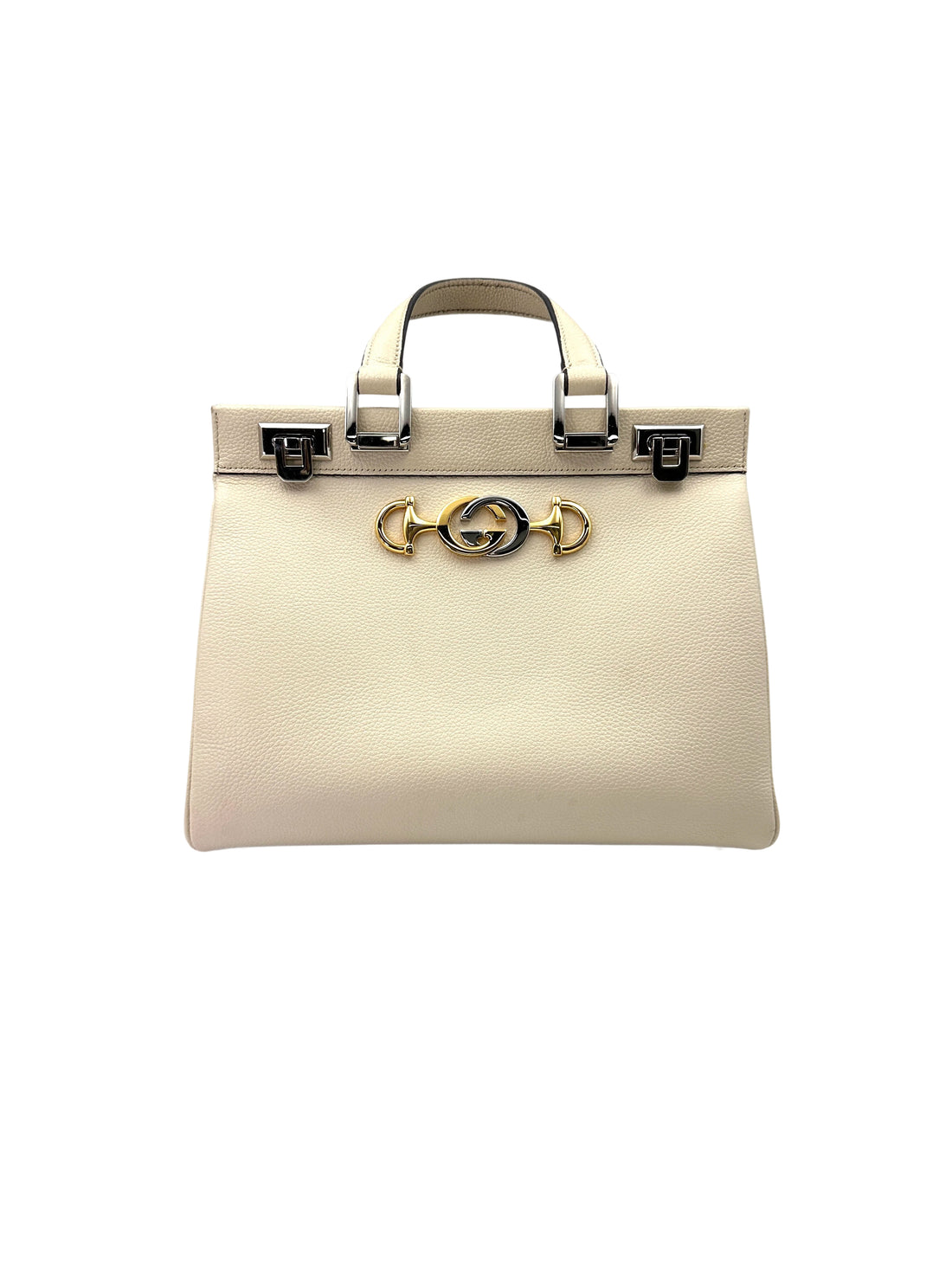 Gucci Zumi White Leather Small Size Top Handle Bag GG817