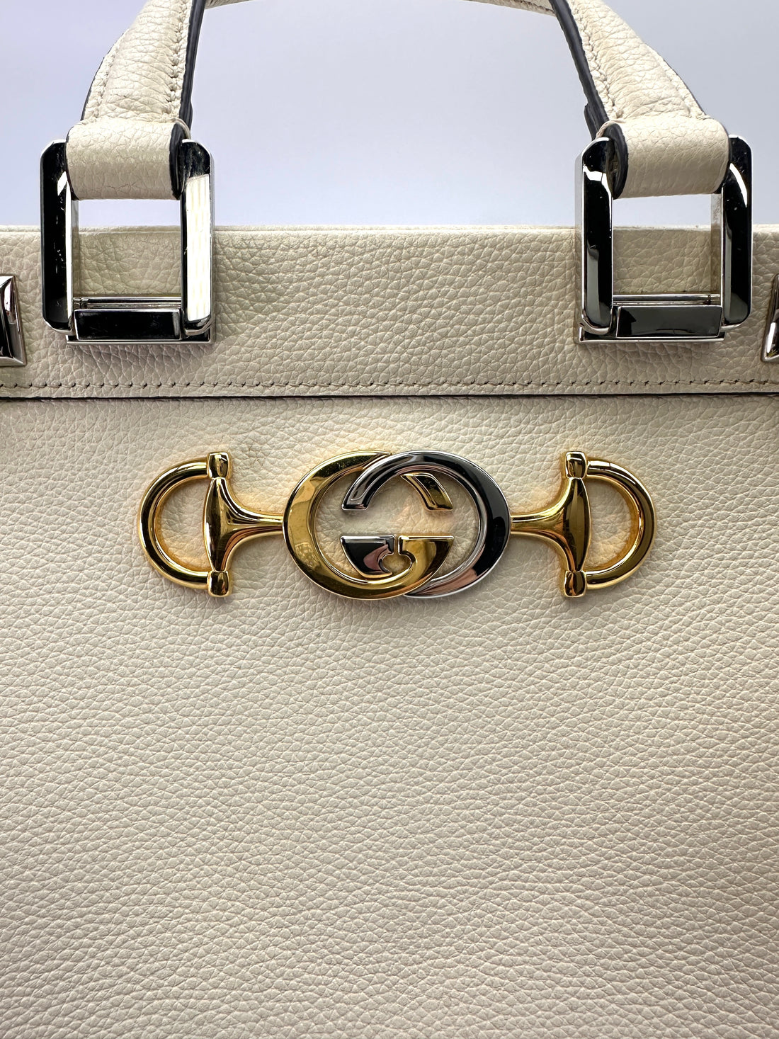 Gucci Zumi White Leather Small Size Top Handle Bag GG817