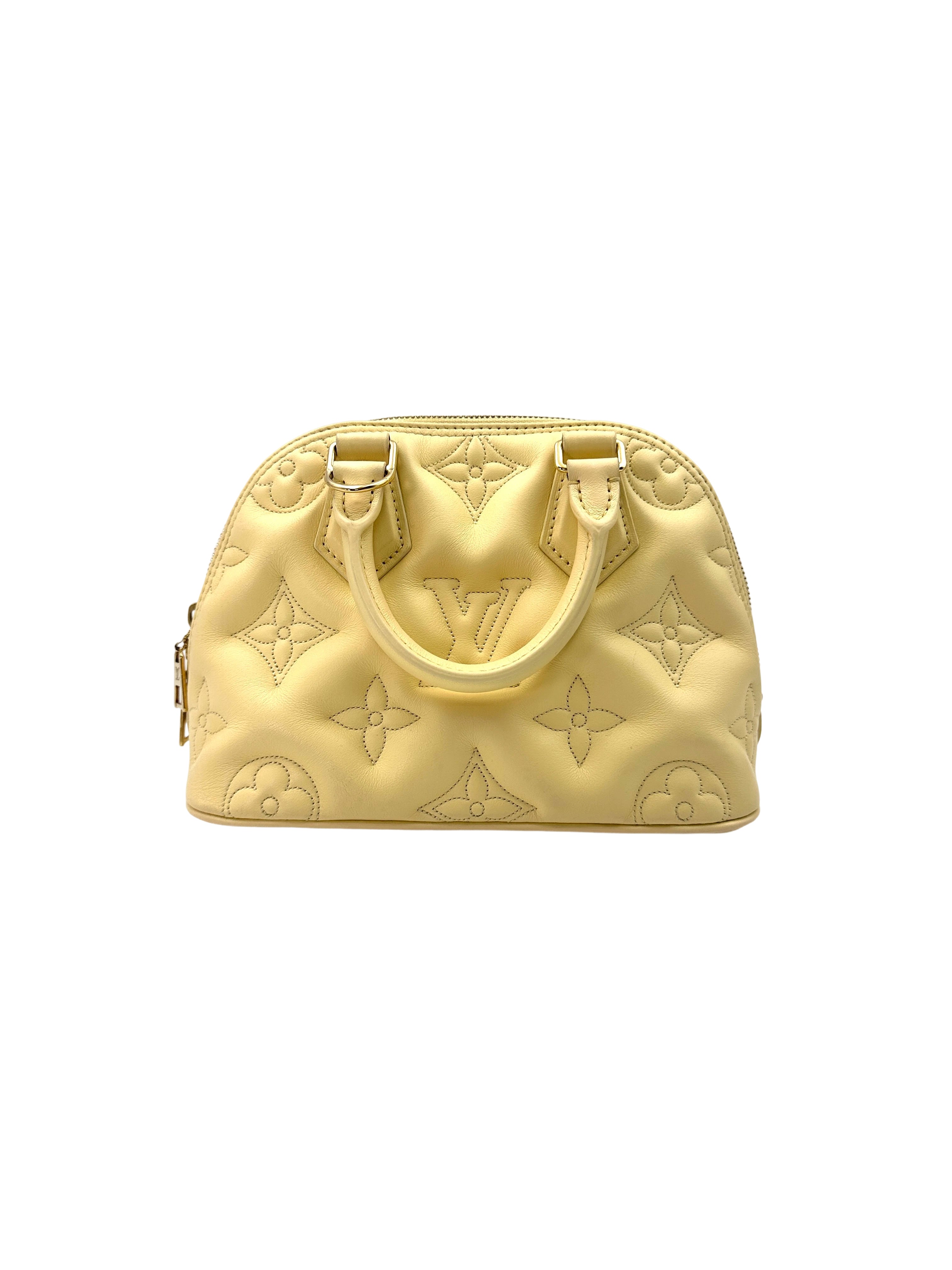 Louis Vuitton Alma Soft BB Bubblegram Yellow Quilted Leather Handle Bag LV2334