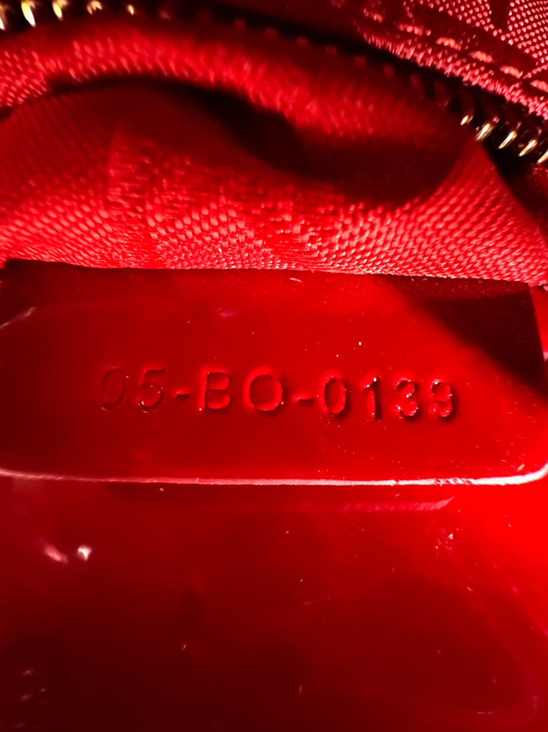 Christian Dior Lady Dior Red Patent Cannage Leather Handle Bag With Gold Charms DR629