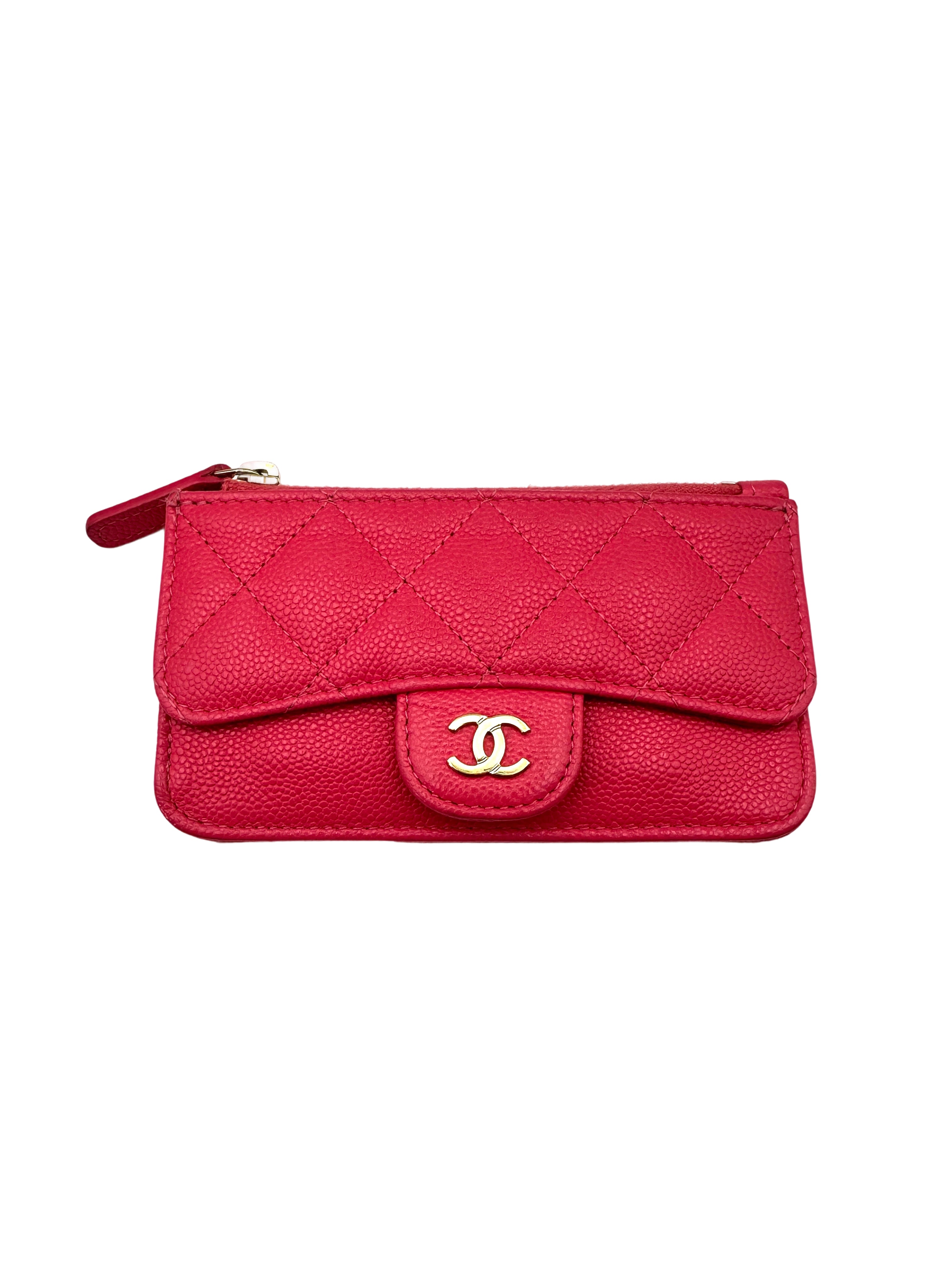 Chanel Classic Pink Quilted Leather Flap Zip Wallet(C8***LL) CC1645