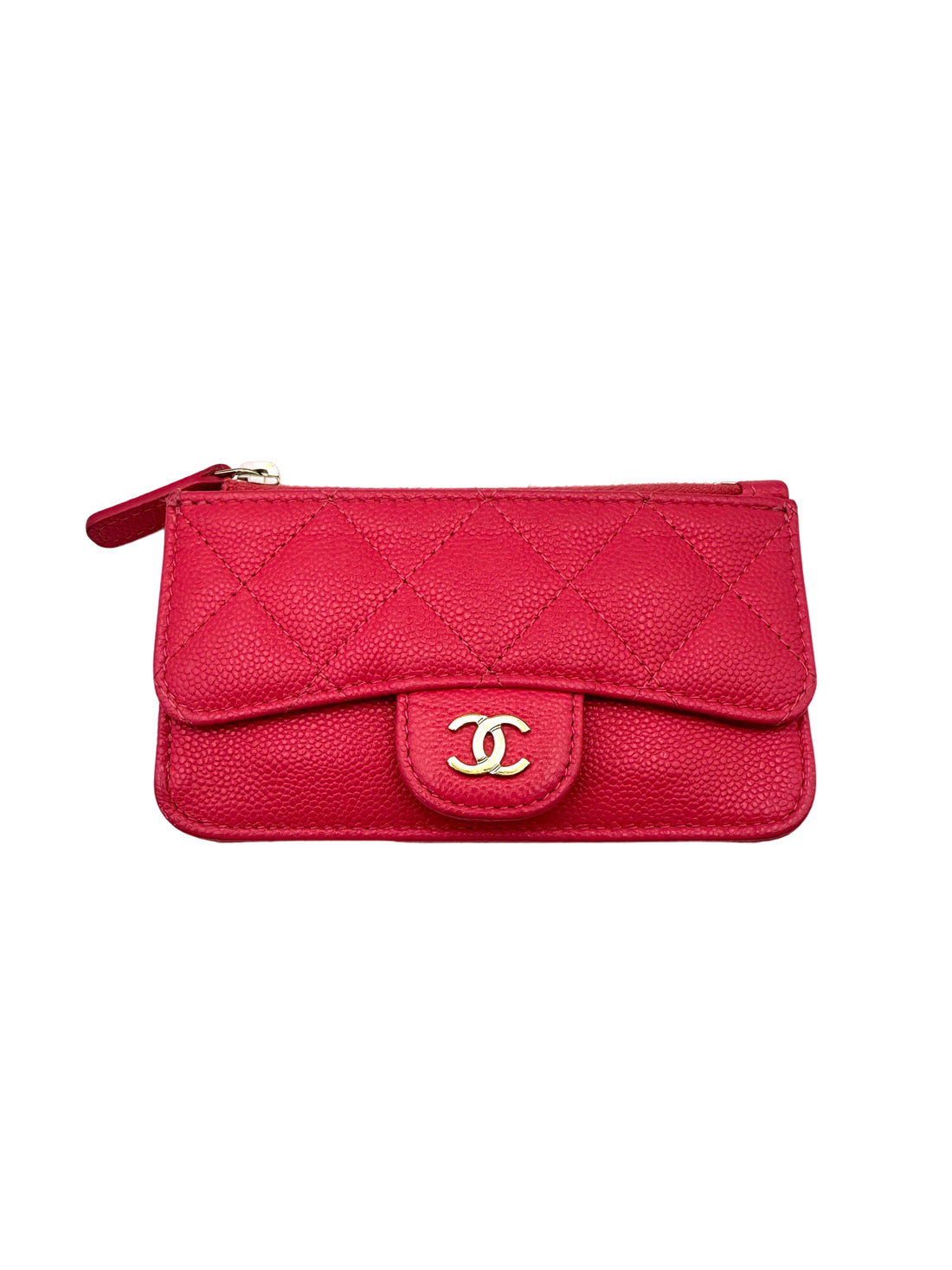 Chanel Classic Pink Quilted Leather Flap Zip Wallet(C8***LL) CC1645