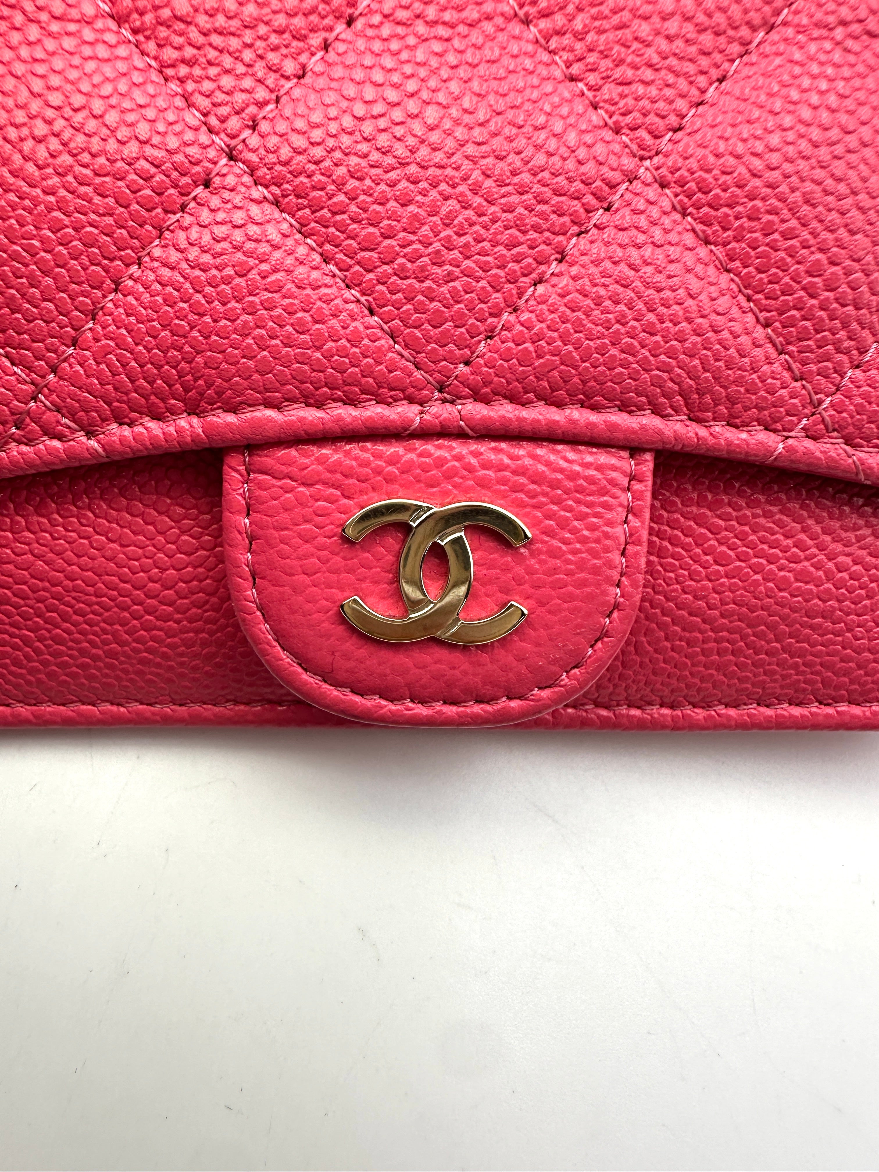 Chanel Classic Pink Quilted Leather Flap Zip Wallet(C8***LL) CC1645