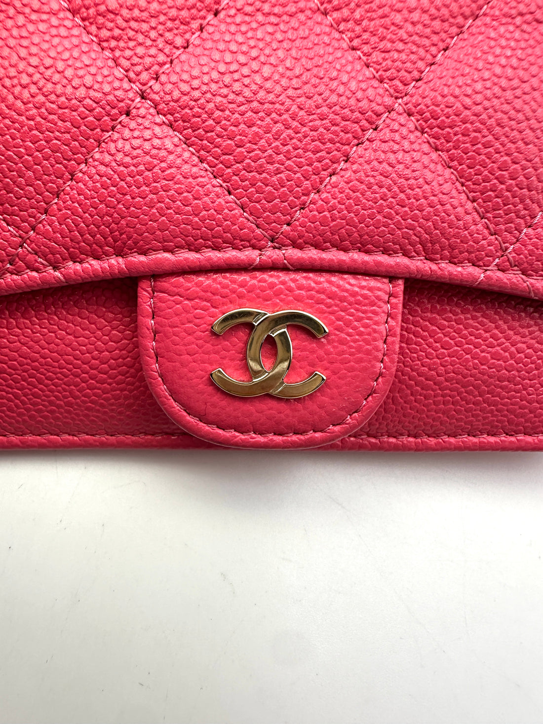 Chanel Classic Pink Quilted Leather Flap Zip Wallet(C8***LL) CC1645