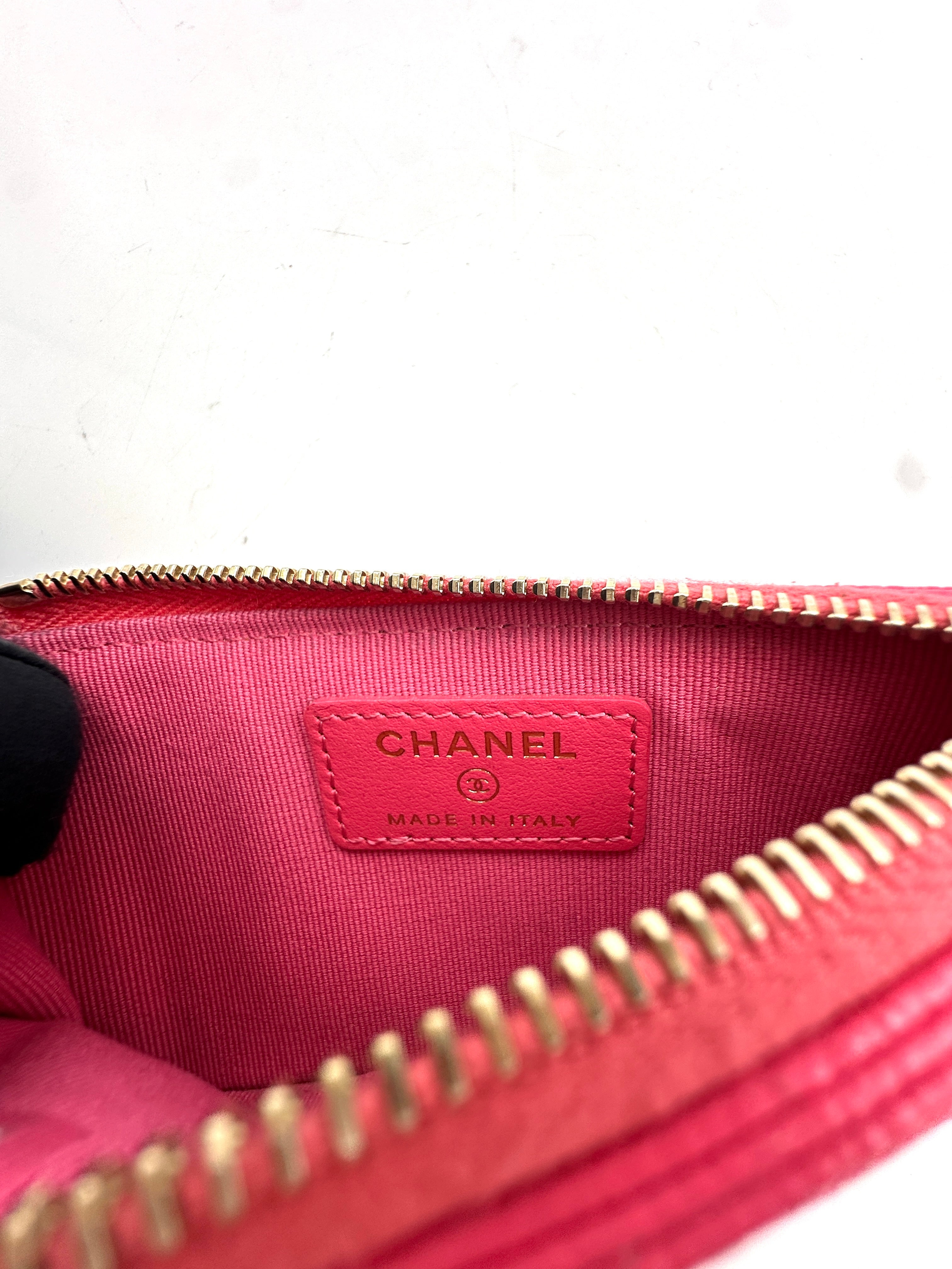 Chanel Classic Pink Quilted Leather Flap Zip Wallet(C8***LL) CC1645
