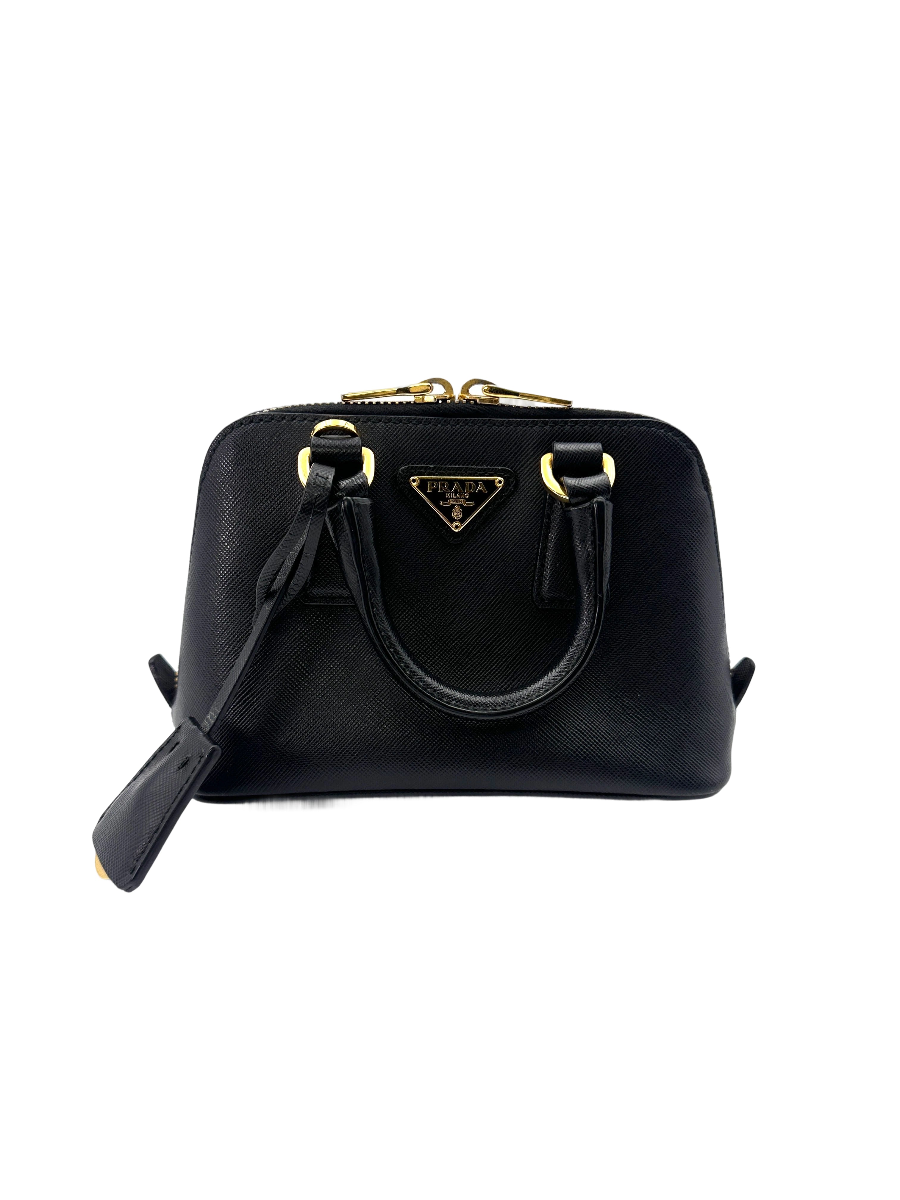Prada Black Saffiano Lux Leather Mini Top Handle Bag PR226