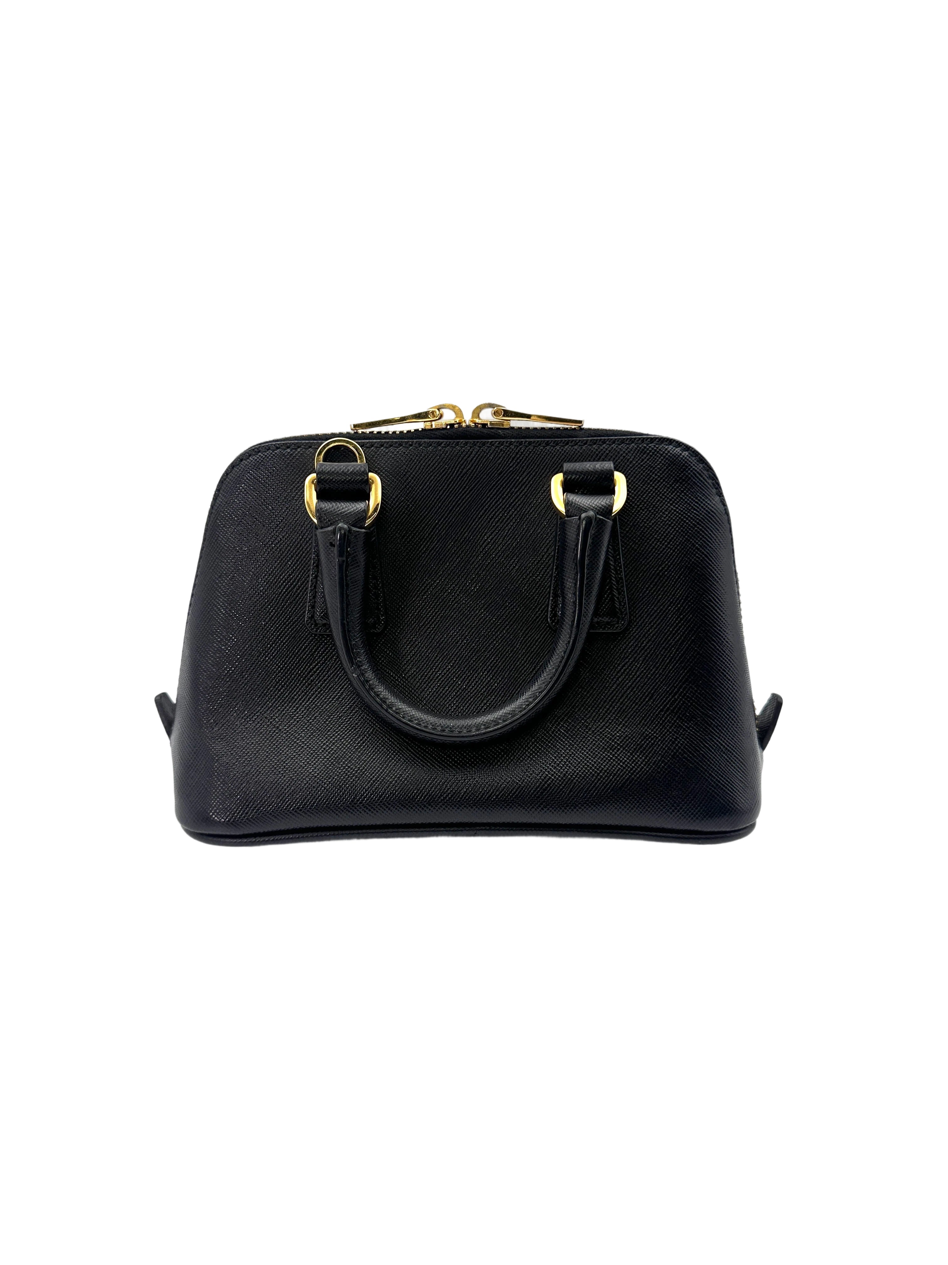 Prada Black Saffiano Lux Leather Mini Top Handle Bag PR226