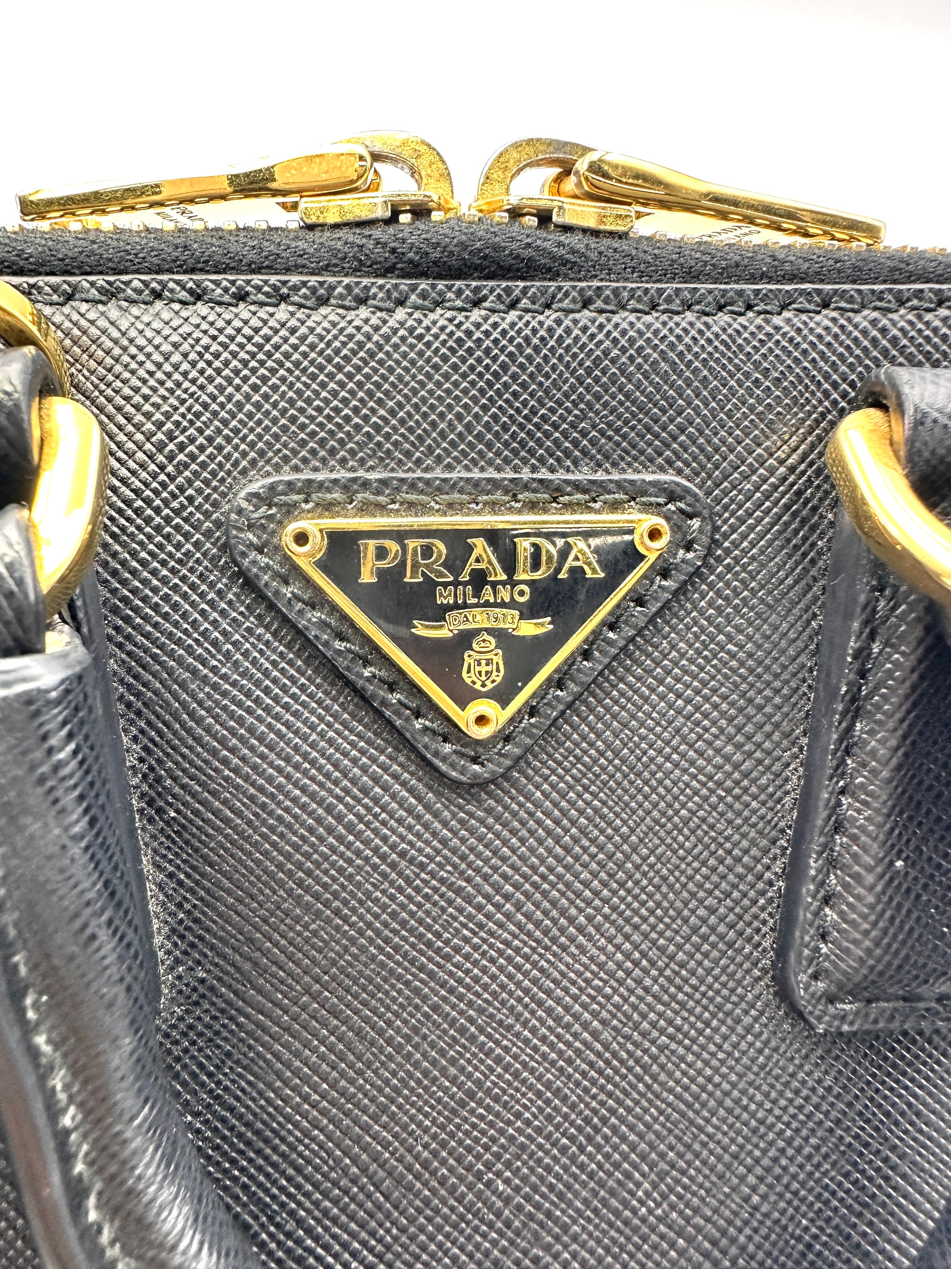 Prada Black Saffiano Lux Leather Mini Top Handle Bag PR226