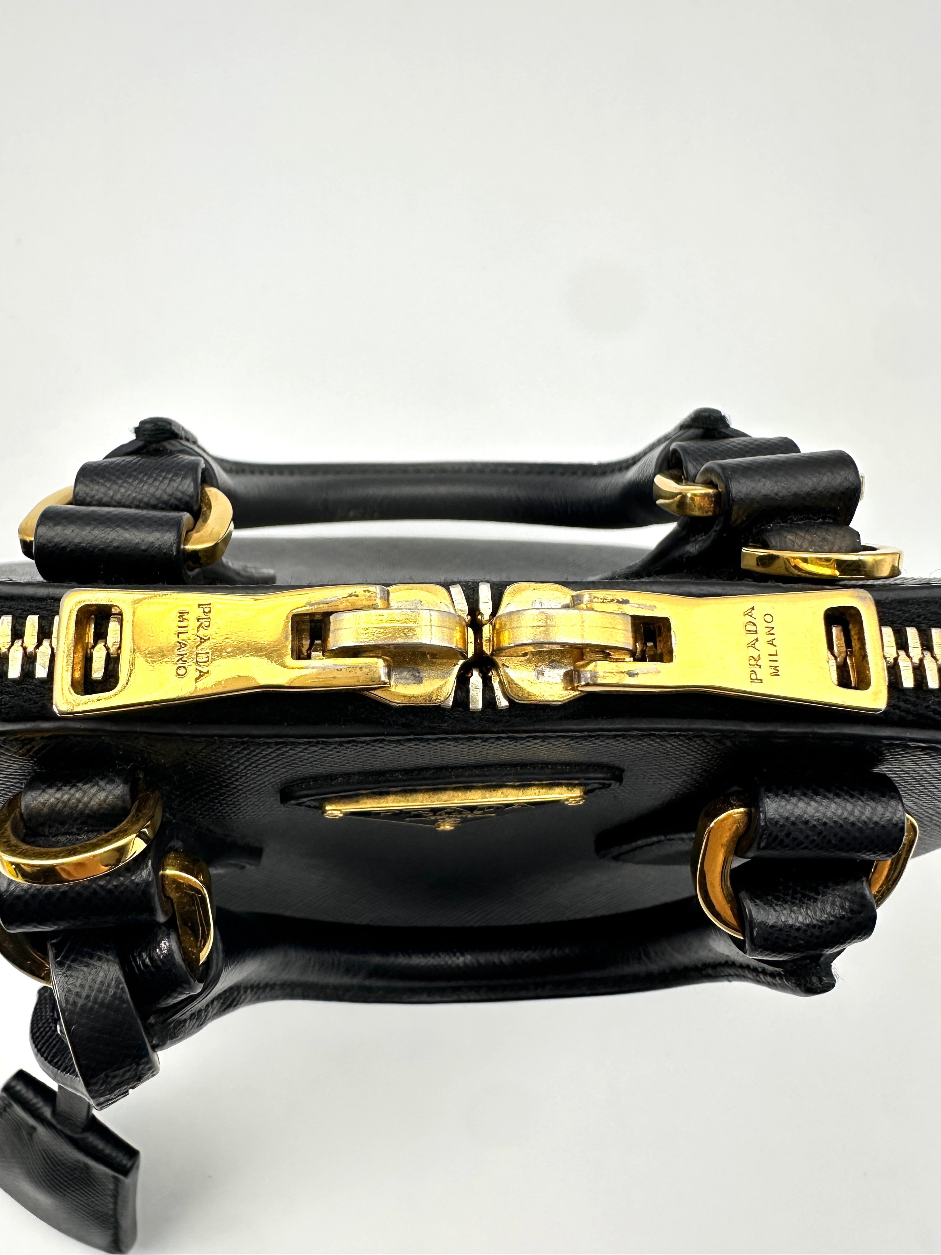 Prada Black Saffiano Lux Leather Mini Top Handle Bag PR226