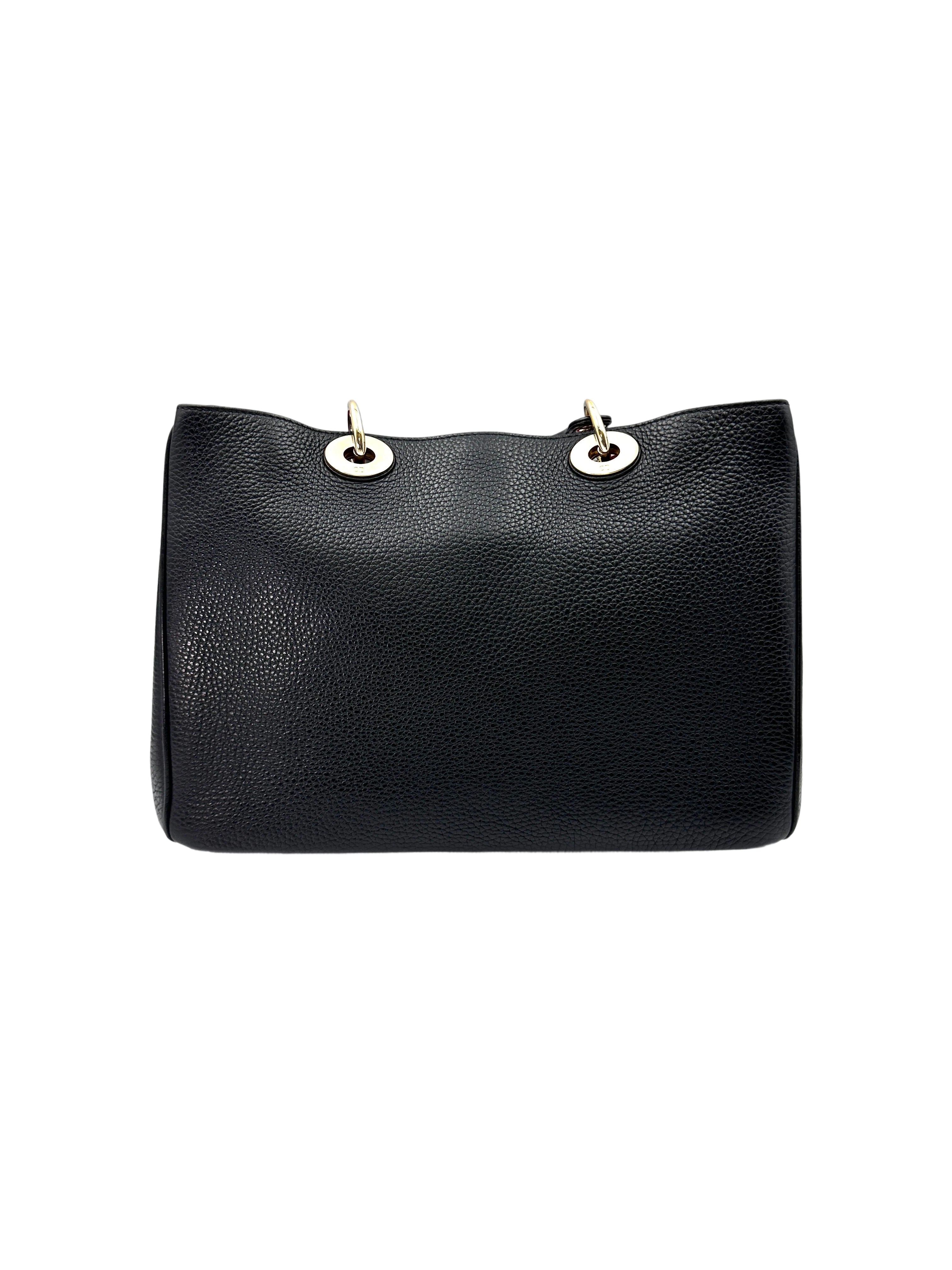 Christian Dior Diorissimo Black Leather Large Size Handle Bag DR633