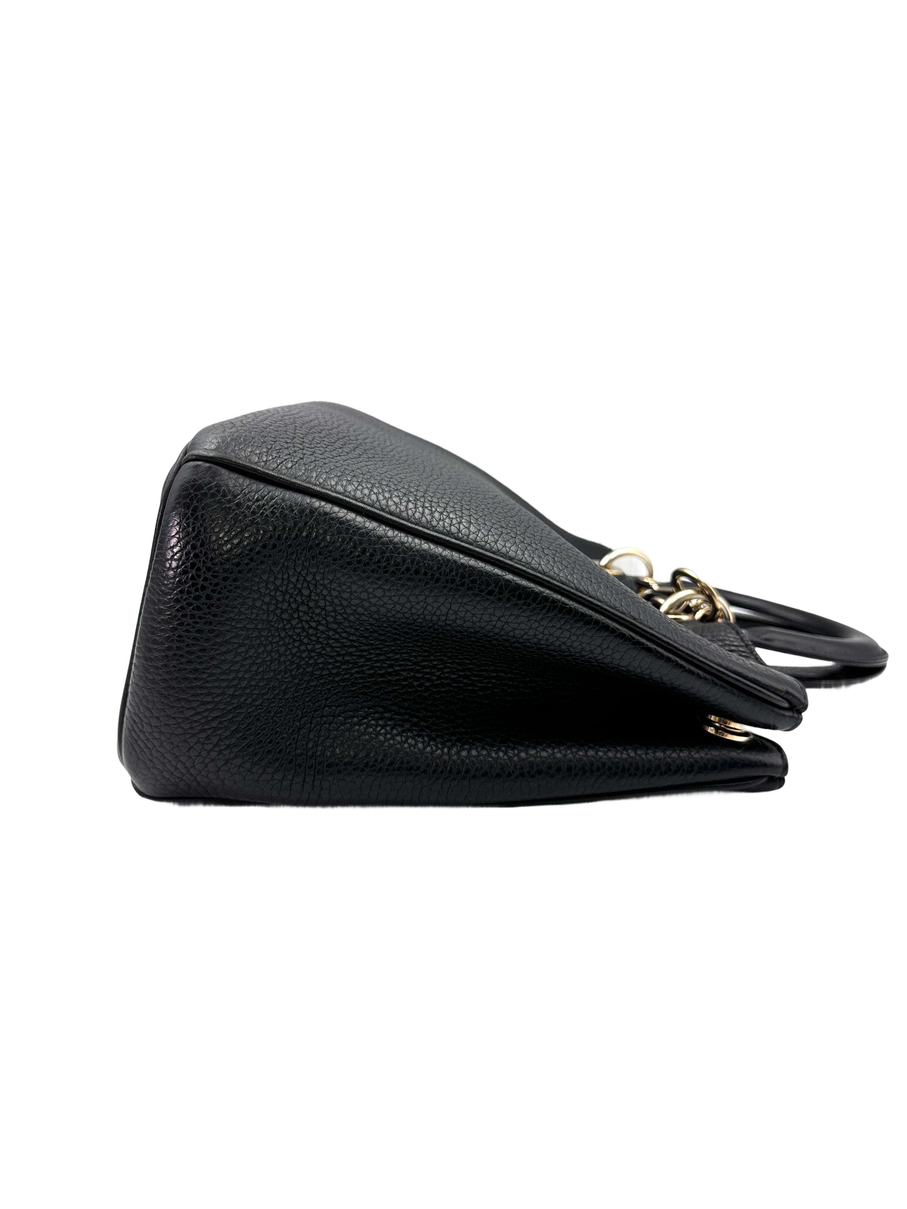 Christian Dior Diorissimo Black Leather Large Size Handle Bag DR633