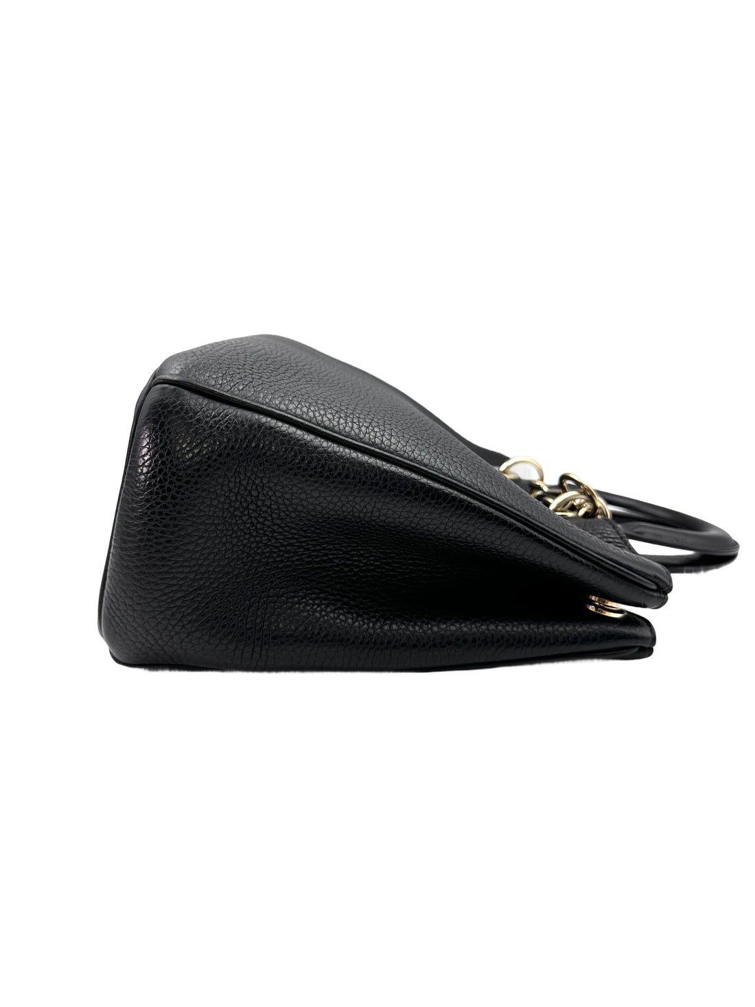Christian Dior Diorissimo Black Leather Large Size Handle Bag DR633