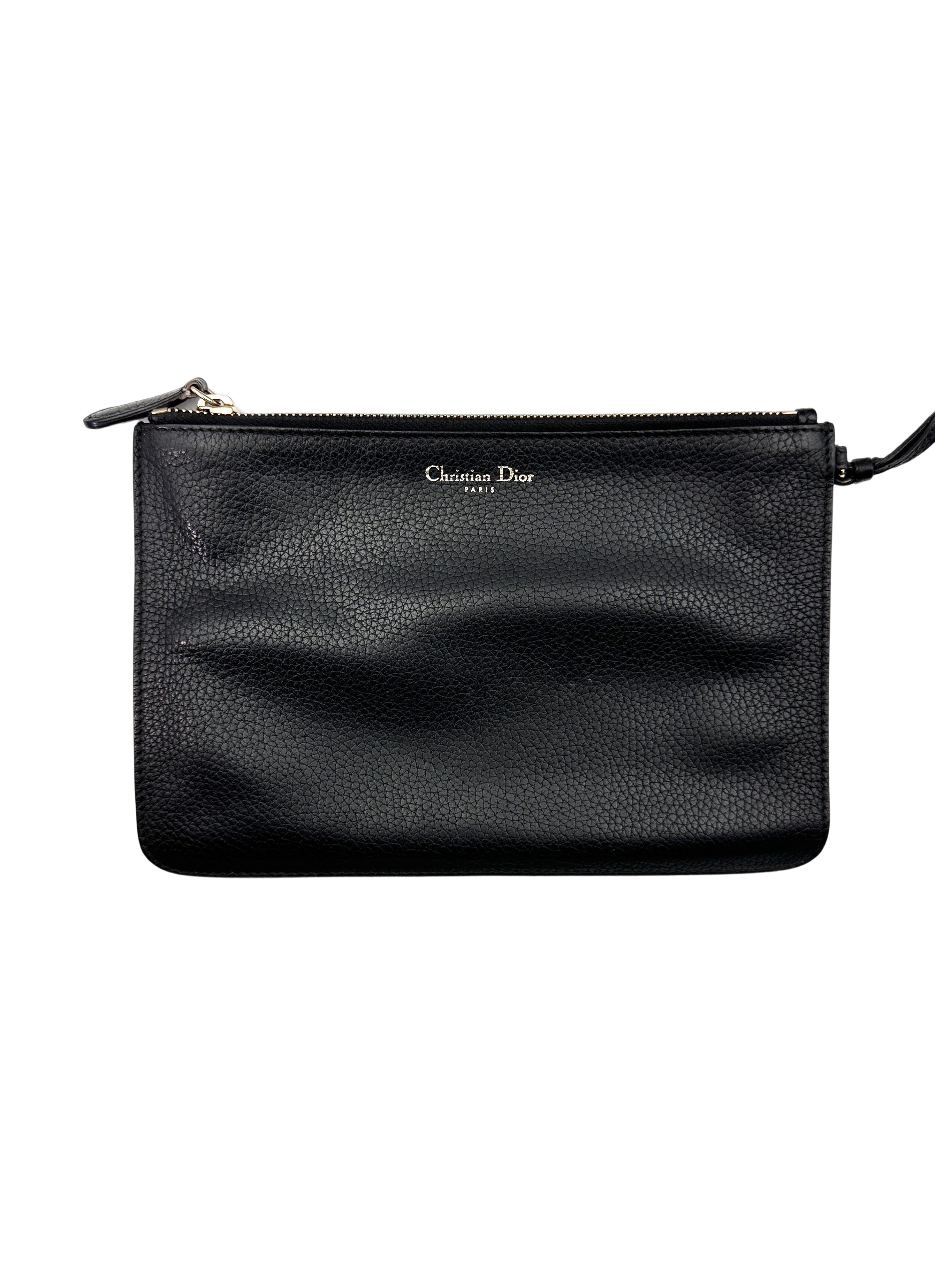Christian Dior Diorissimo Black Leather Large Size Handle Bag DR633
