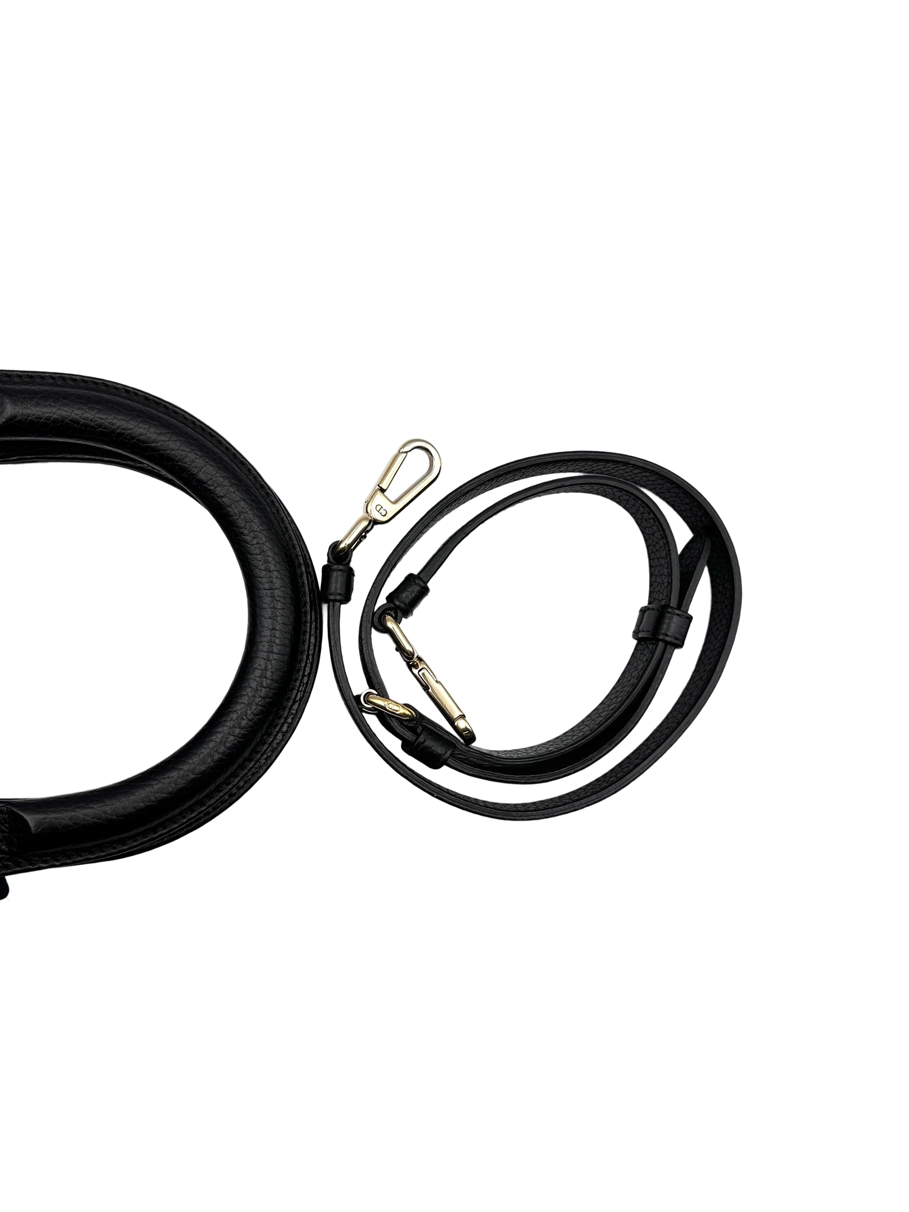 Christian Dior Diorissimo Black Leather Large Size Handle Bag DR633