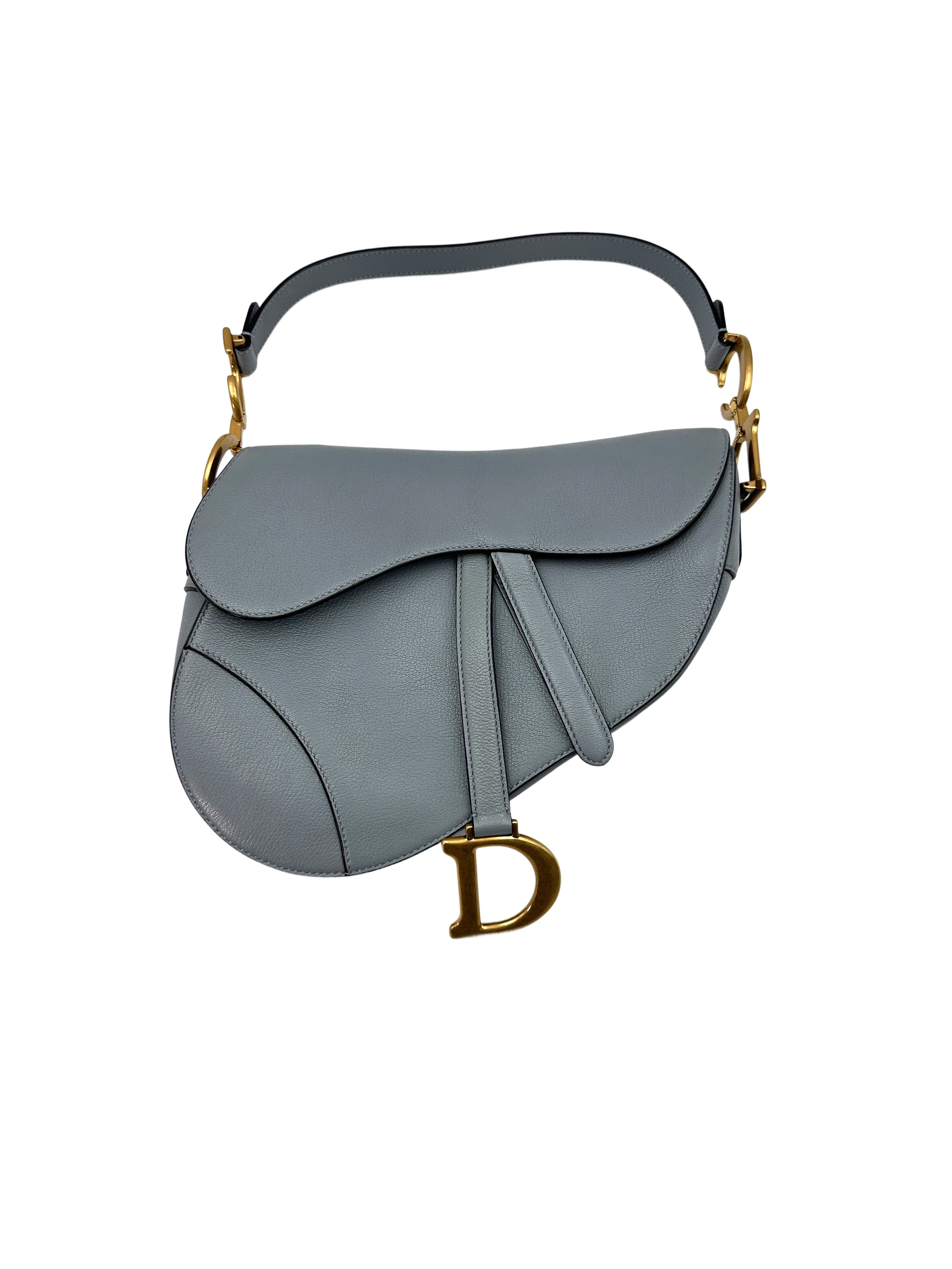 Christian Dior Blue Leather Medium Size Saddle Bag DR630