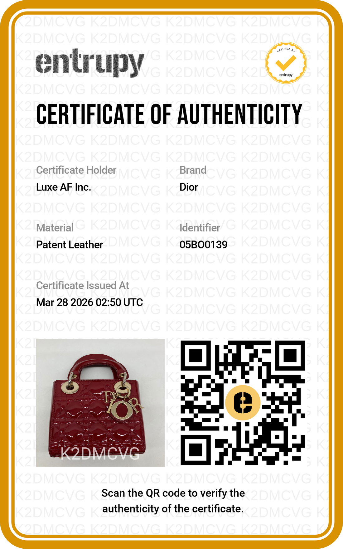 Christian Dior Lady Dior Red Patent Cannage Leather Handle Bag With Gold Charms DR629