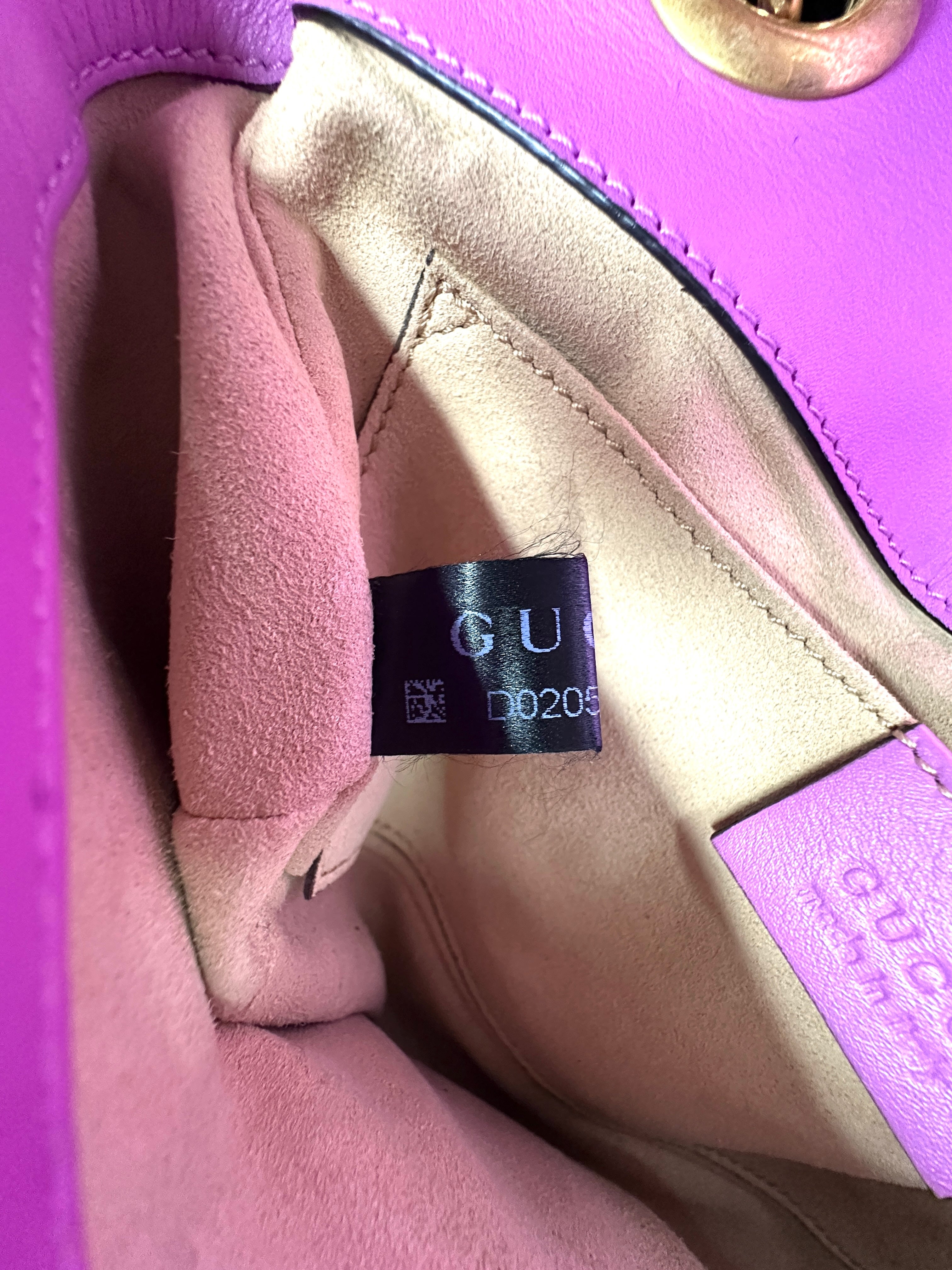Gucci GG Marmont Purple Chevron Matelasse Leather Chain Shoulder Bag GG821