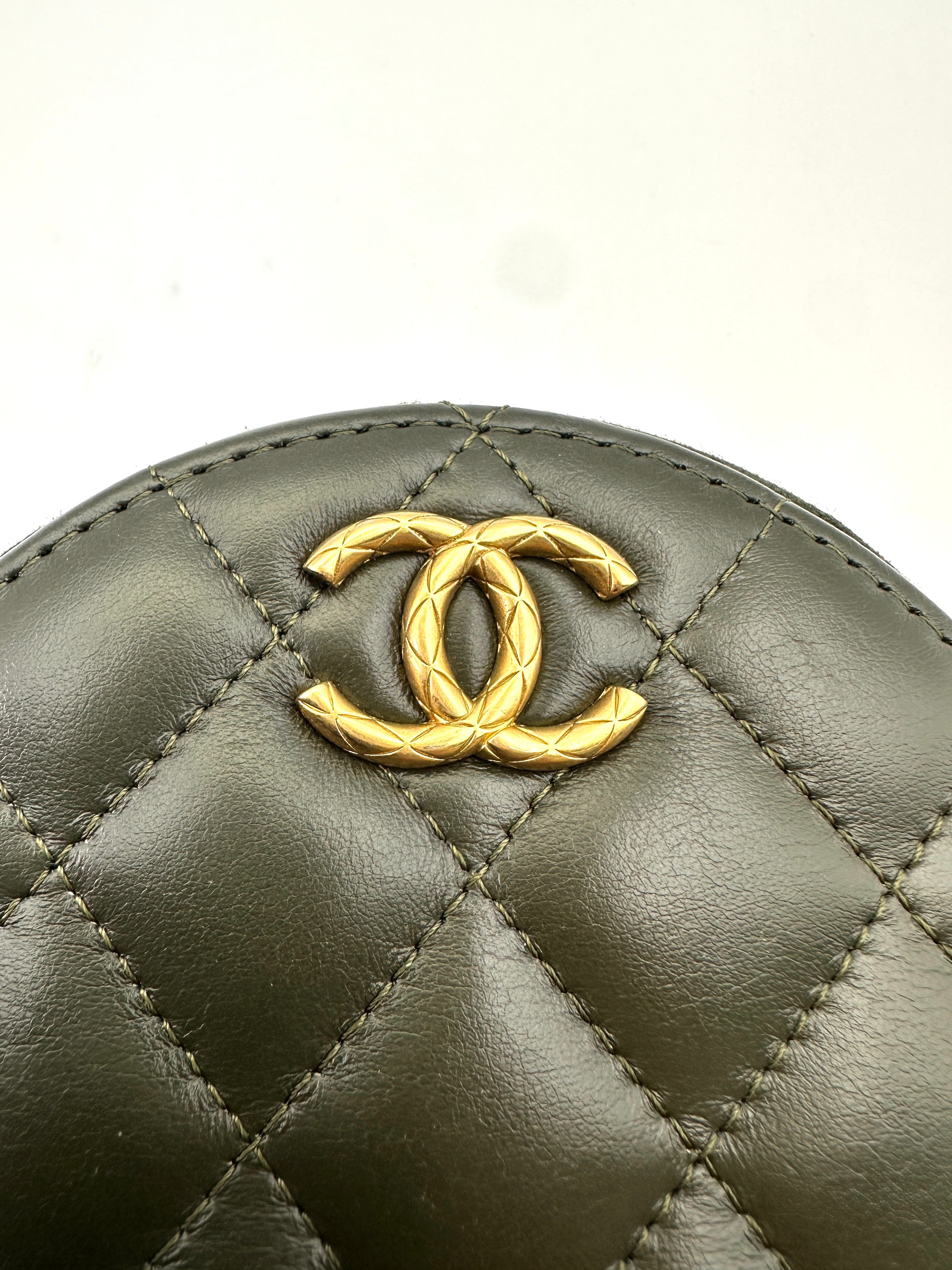 Chanel Green Quilted Leather Round Chain Shoulder Bag(A5***E0) CC1648
