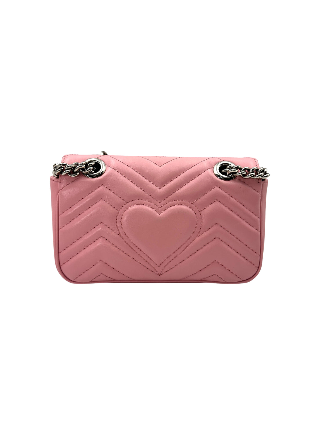 Gucci GG Marmont Pink Chevron Matelasse Leather Small Size Chain Shoulder Bag GG823