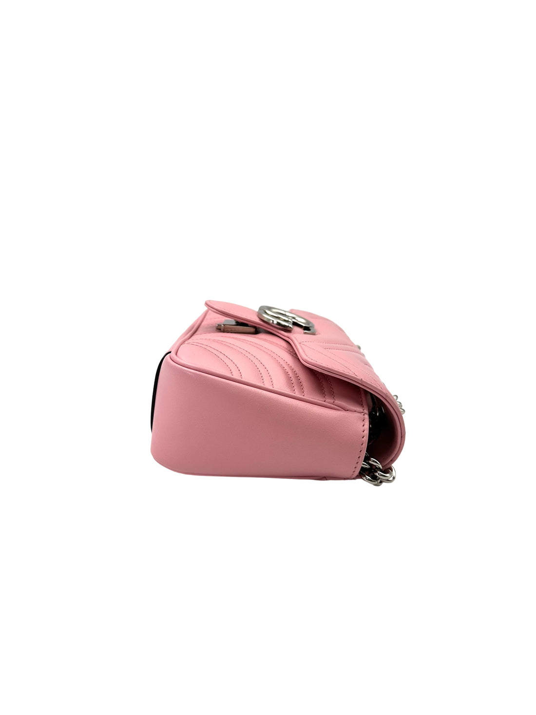Gucci GG Marmont Pink Chevron Matelasse Leather Small Size Chain Shoulder Bag GG823